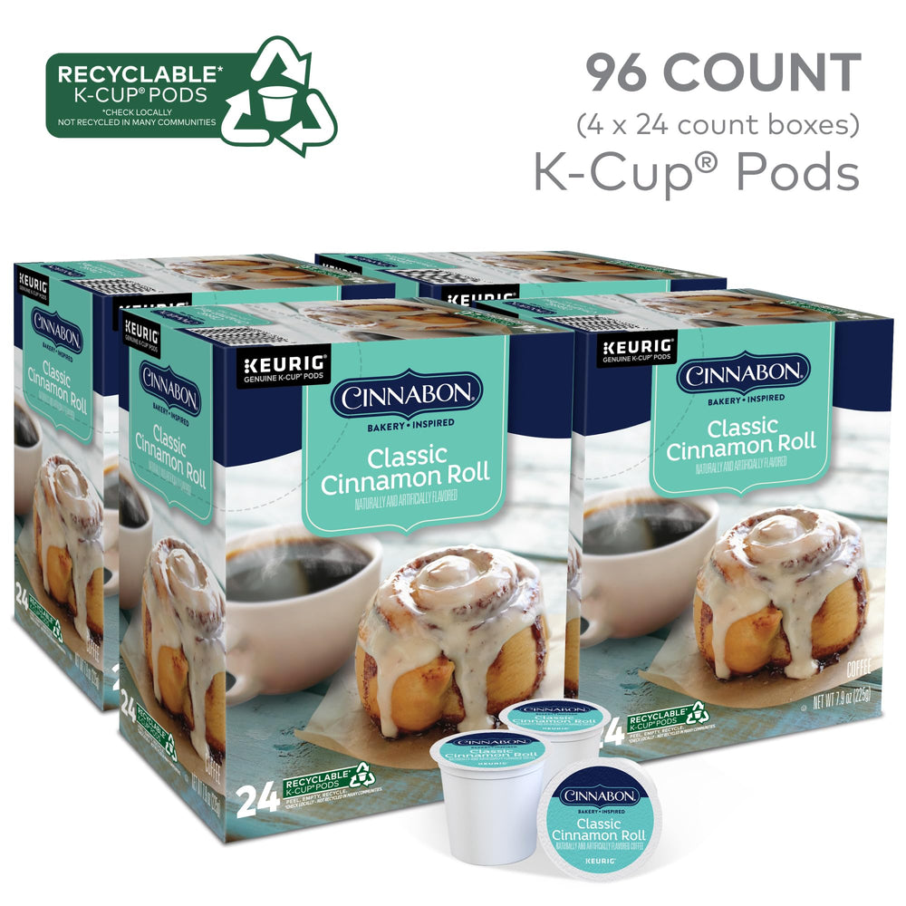 Cinnabon cápsula K-Cup detalle del material reciclable y fácil uso