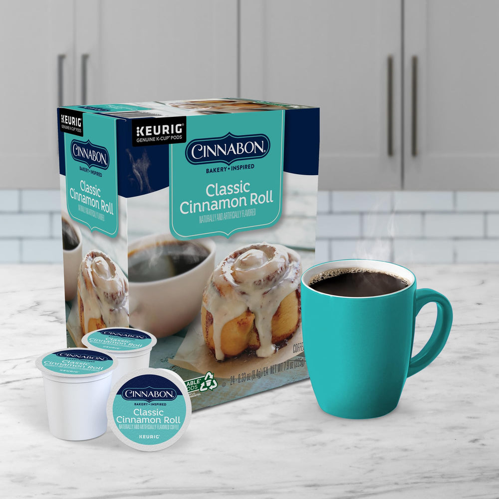 Cinnabon ingredientes representados: canela, azúcar moreno y glaseado visual