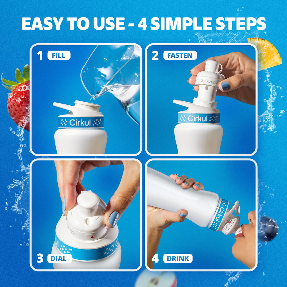 Cirkul botella en mano para comparar tamaño y capacidad de 32oz