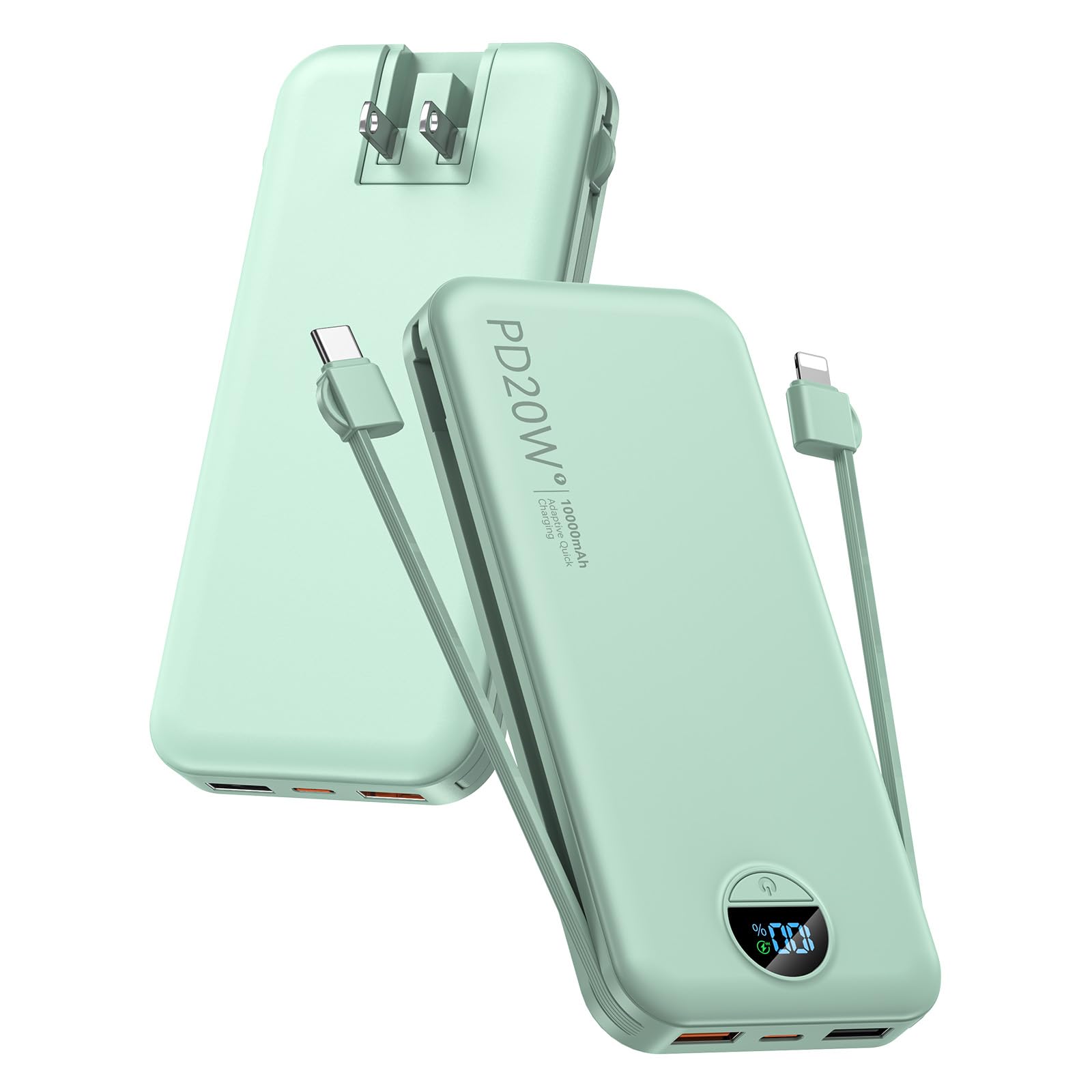 citicr vista frontal del powerbank verde mostrando diseño compacto y portabilidad