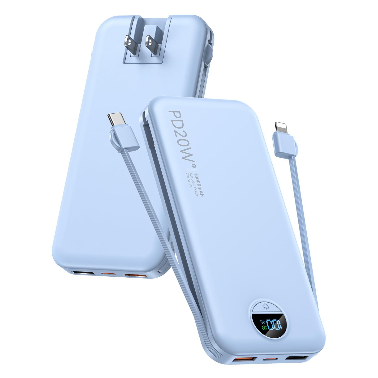 citicr vista frontal del power bank azul mostrando diseño compacto y portabilidad