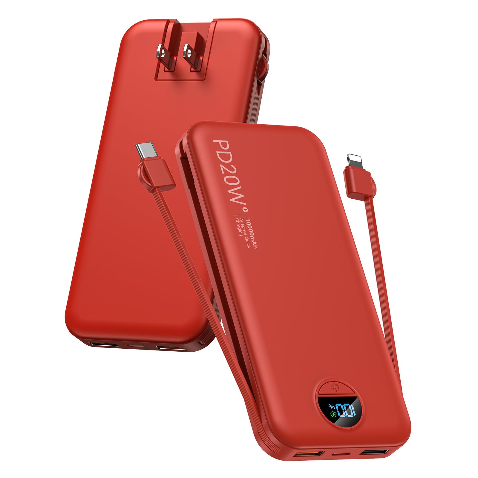 citicr vista frontal del power bank rojo con diseño compacto y práctico
