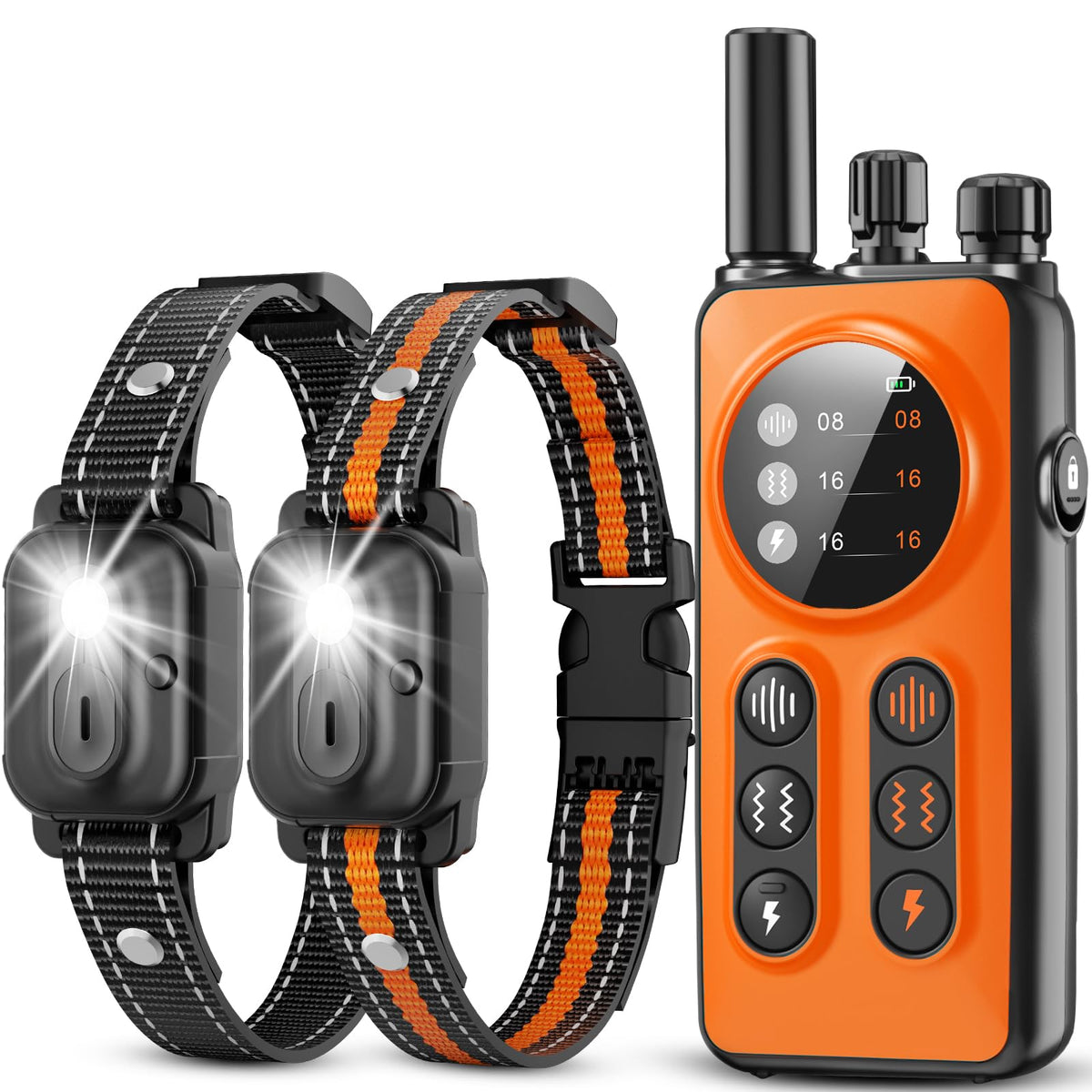 CIUZL collar naranja frontal mostrando diseño y control cómodo
