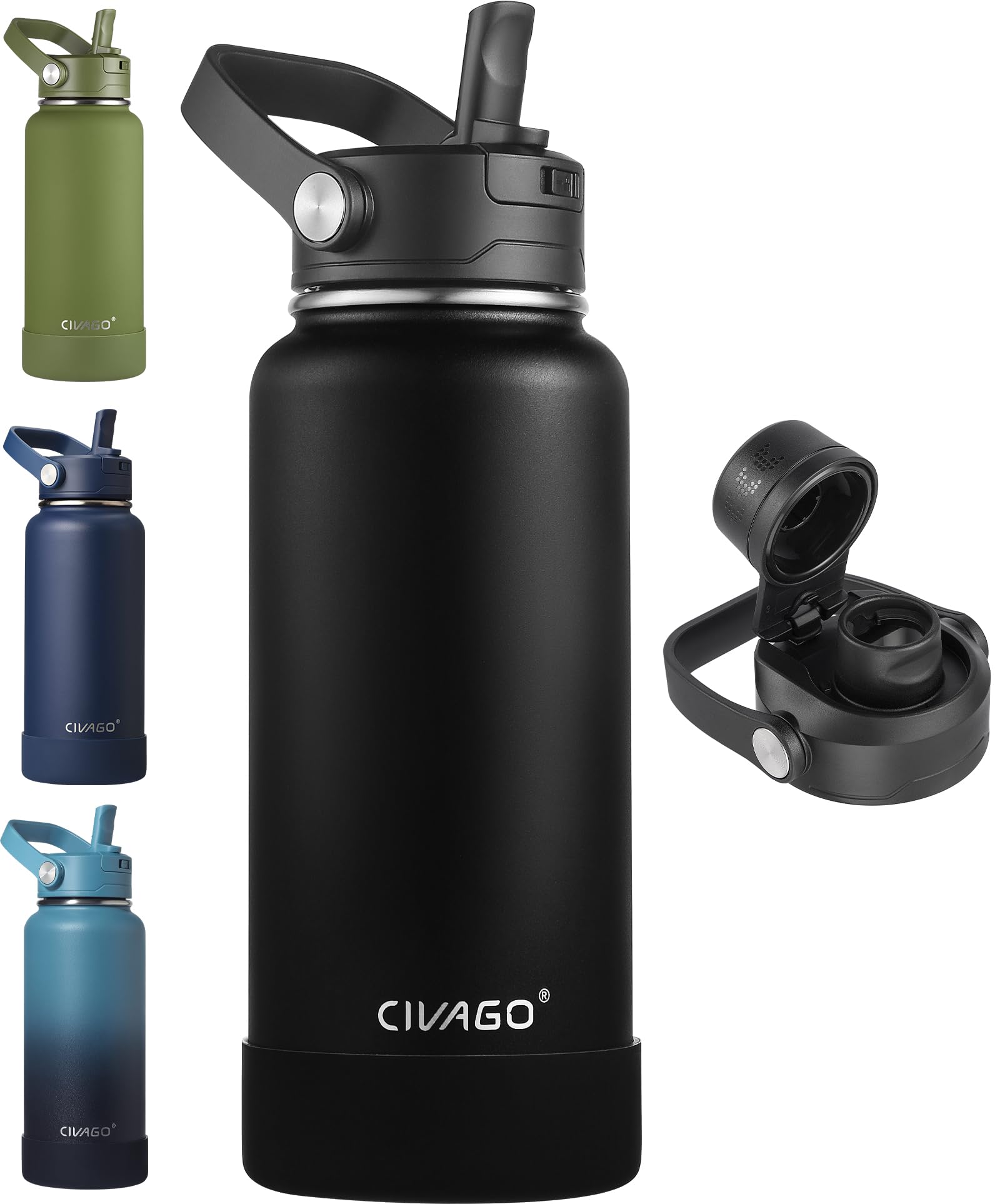 CIVAGO vista frontal de la botella 32 oz, diseño práctico y capacidad