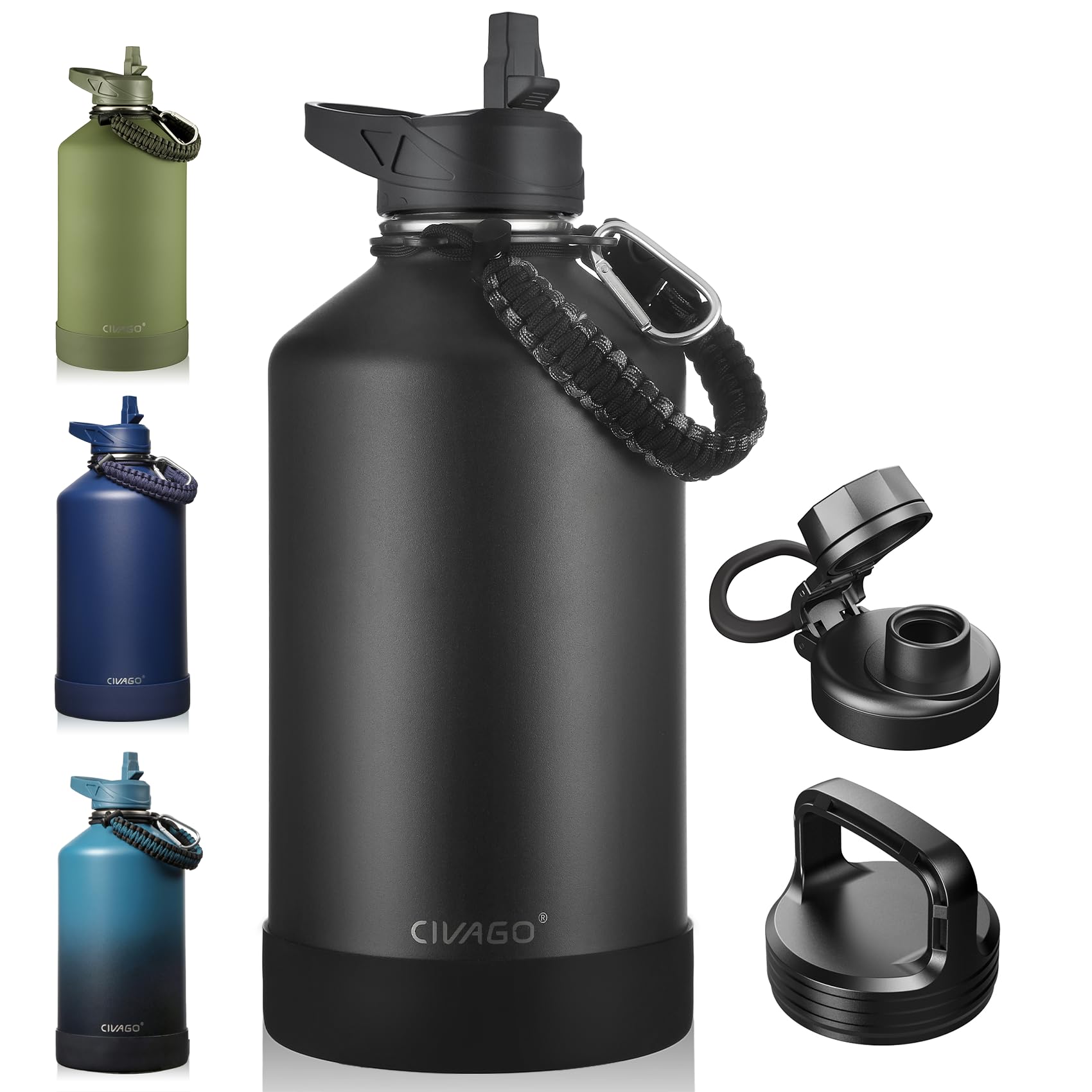CIVAGO botella frontal 128 oz mostrando diseño y capacidad