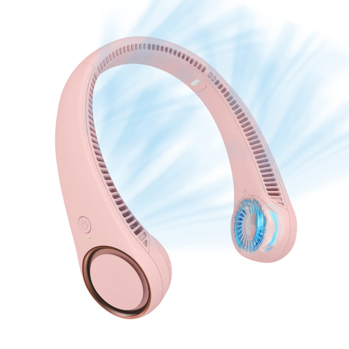 CIVPOWER ventilador de cuello frontal rosa mostrando diseño manos libres y estilo