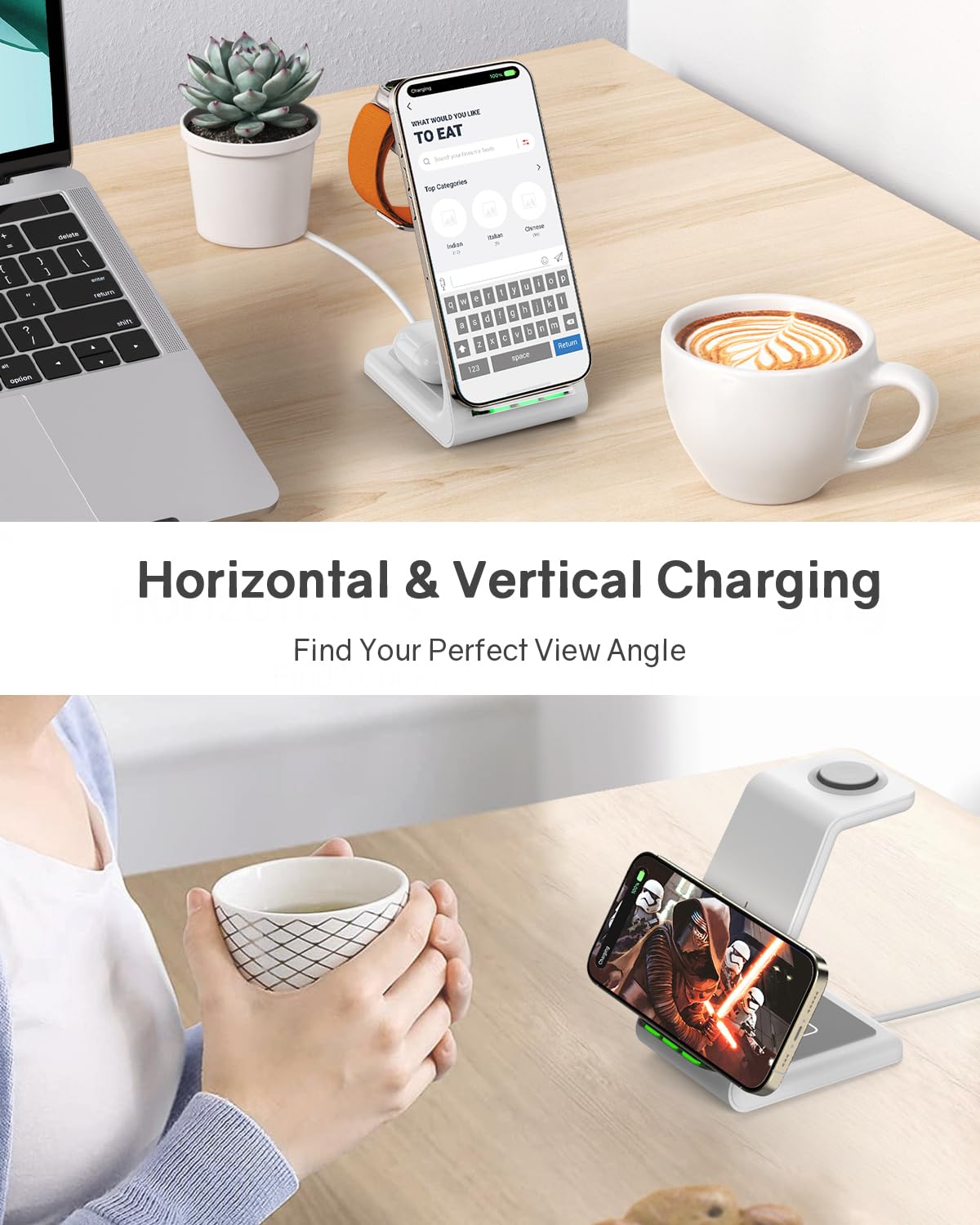 CIYOYO teléfono en carga vertical y horizontal mejora visualización mientras carga