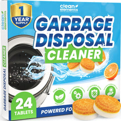 Clean Elements envase frontal mostrando 24 tabletas y beneficio limpieza