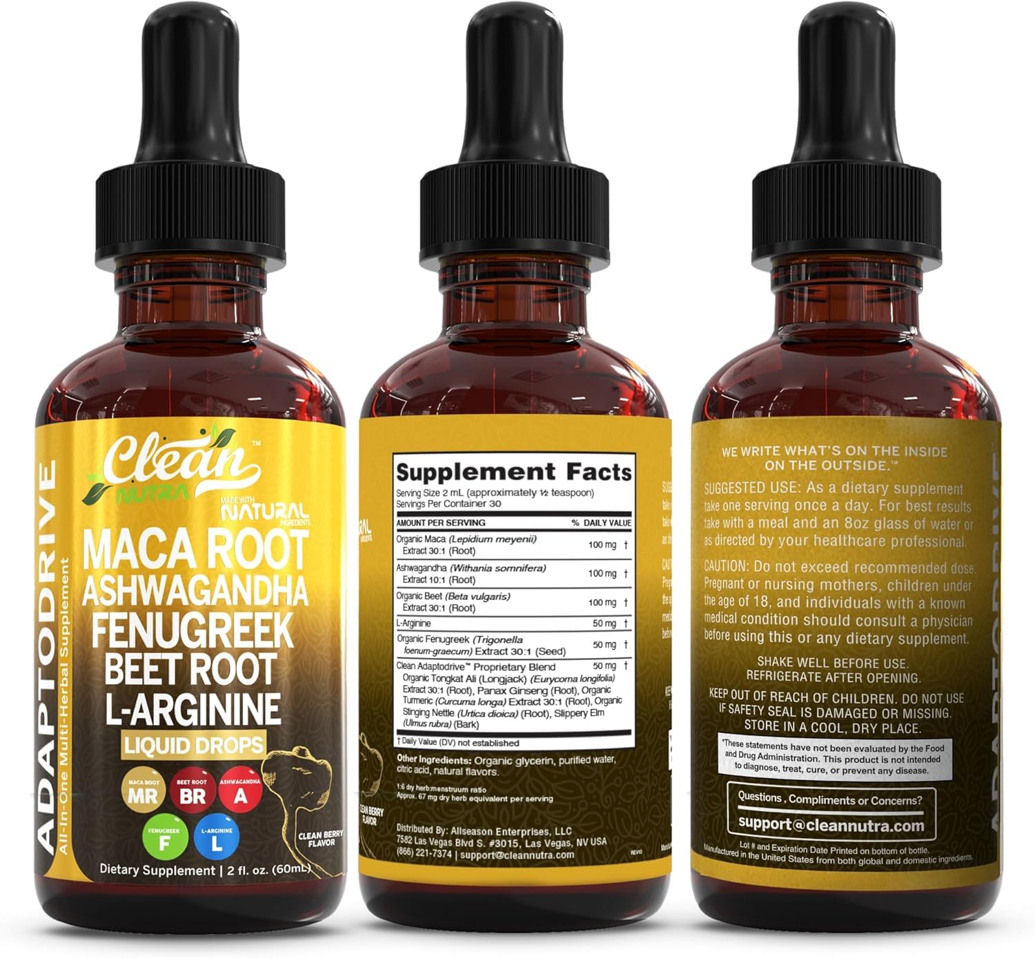 Clean Nutraceuticals botella junto a objetos para comparar tamaño y dosificación