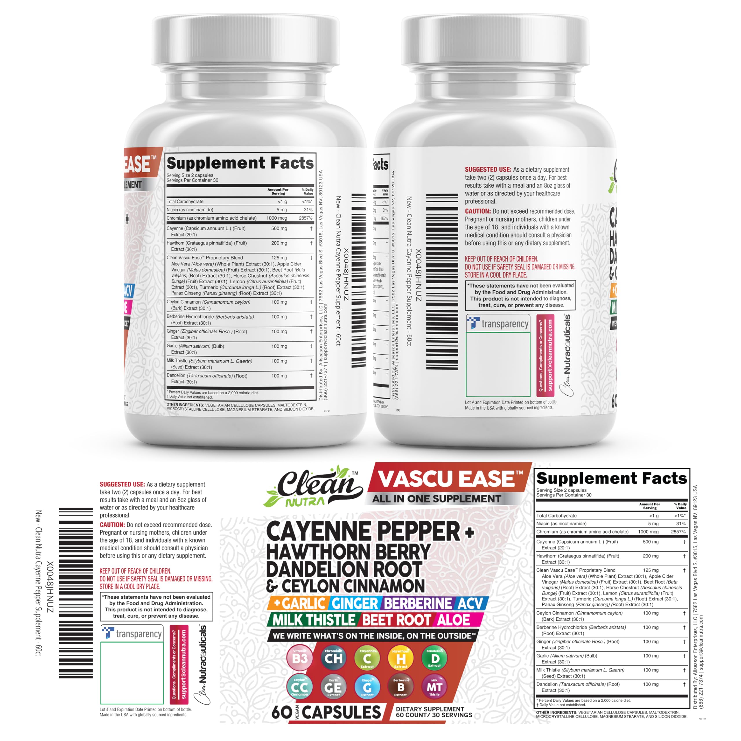 Clean Nutraceuticals cápsula con vaso de agua para modo de uso