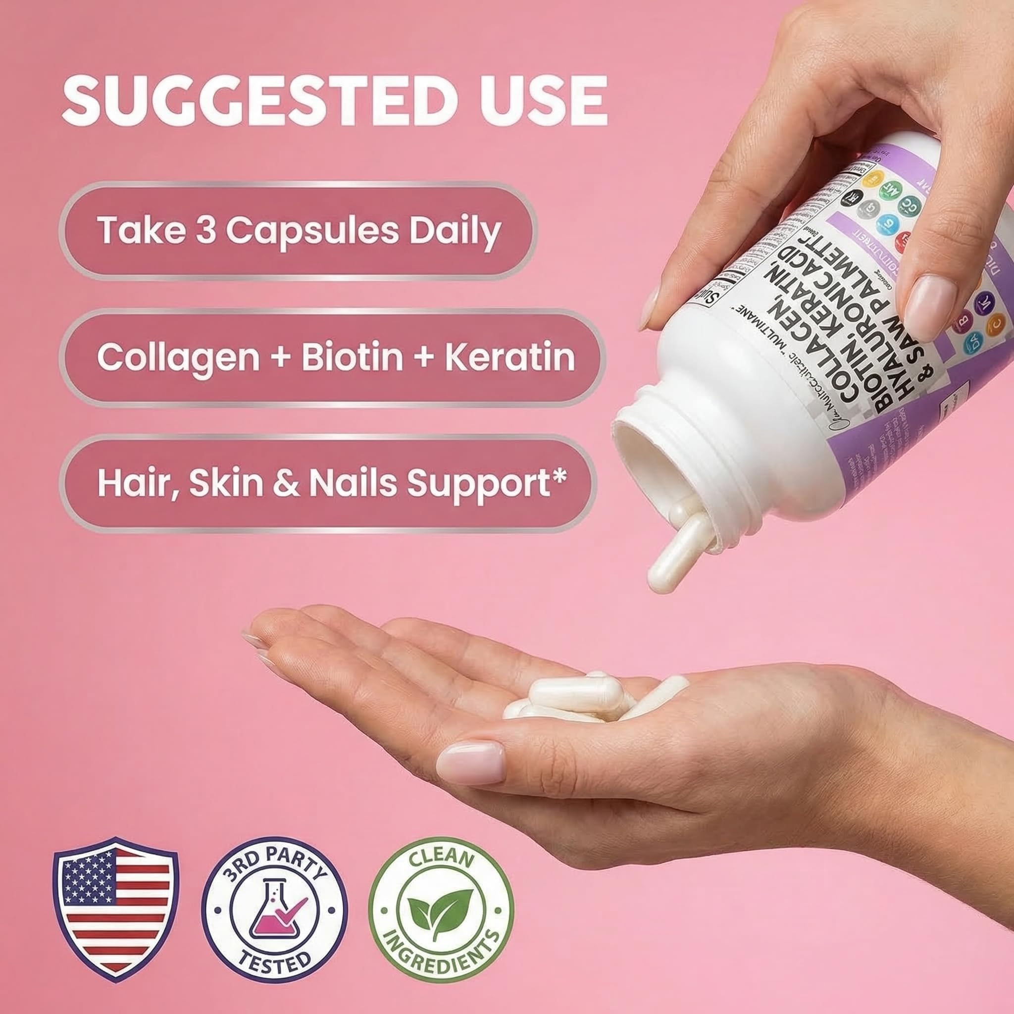 Clean Nutraceuticals cápsula en mano para comparar tamaño y facilidad de toma