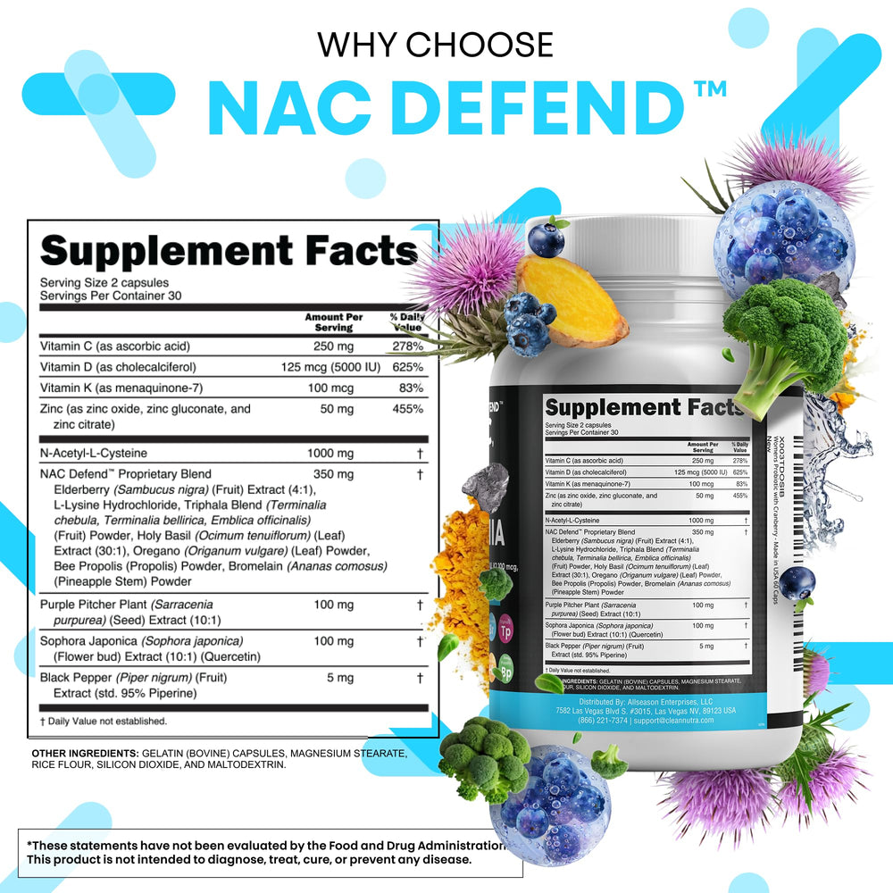 Clean Nutraceuticals cápsulas sobre mesa junto a ingredientes naturales visibles