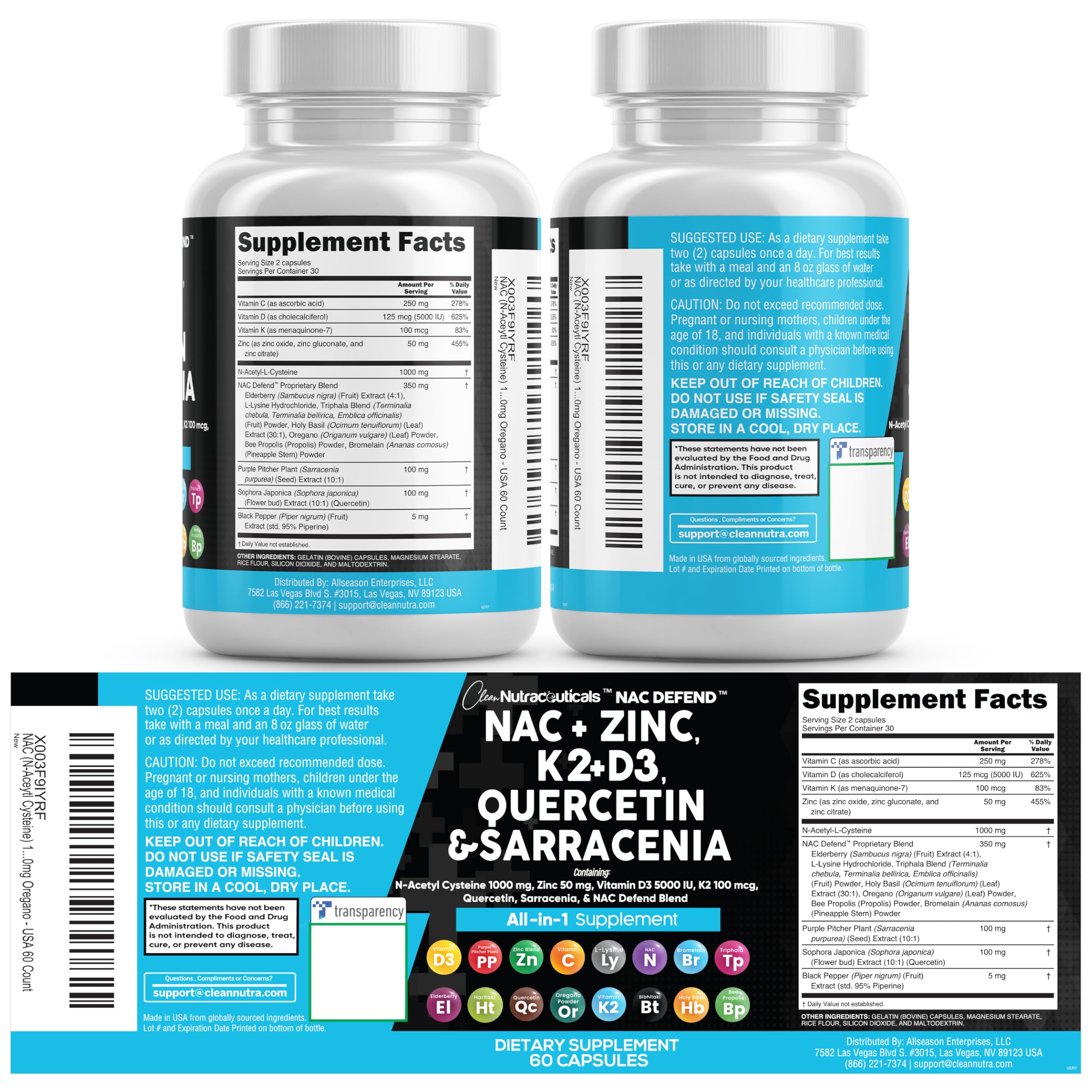 Clean Nutraceuticals frasco en cocina escenario de estilo de vida saludable