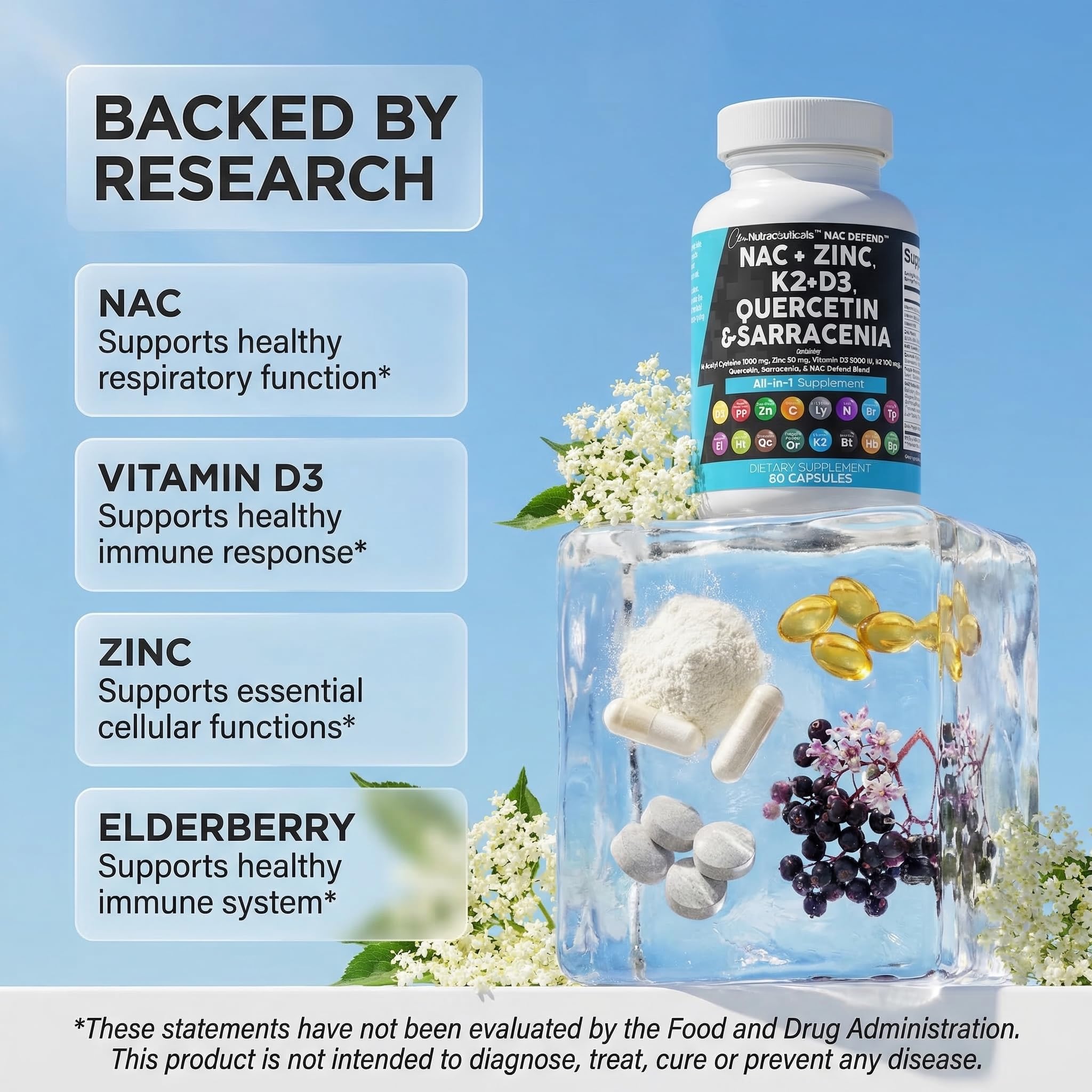 Clean Nutraceuticals etiqueta con lista de 19 ingredientes legible y precisa