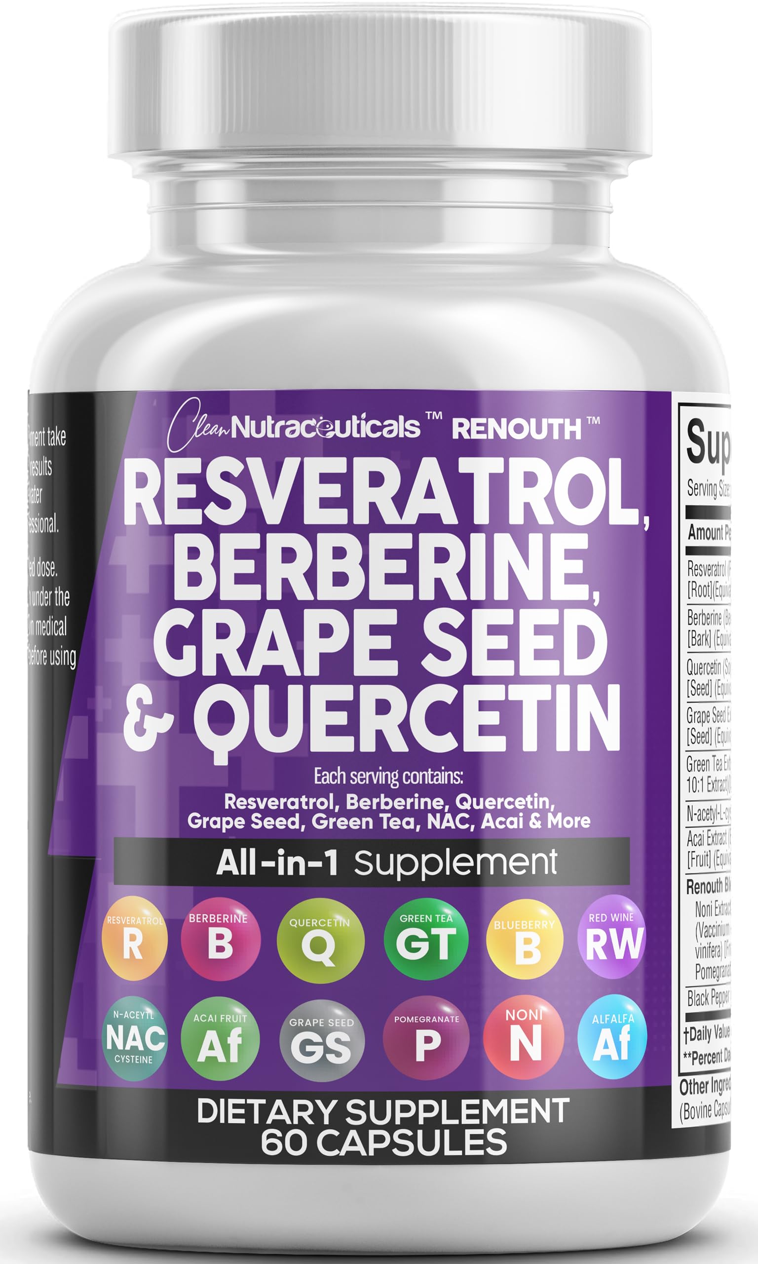 Clean Nutraceuticals frasco frontal mostrando el envase claro y la dosis