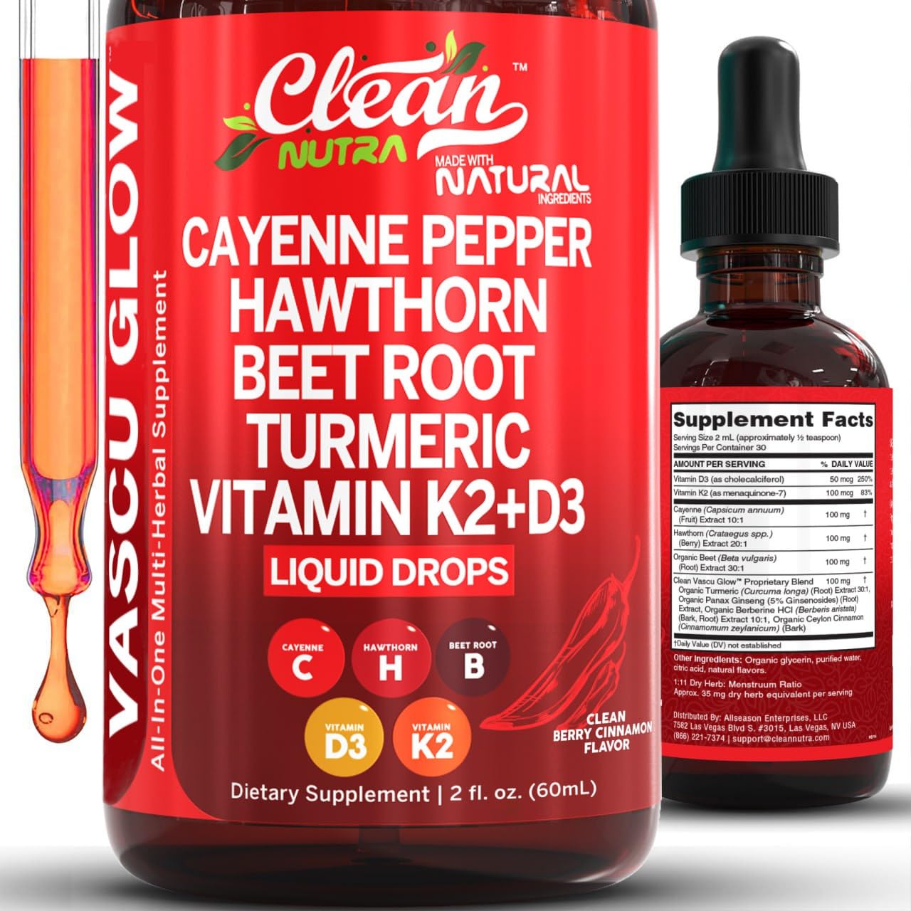 Clean Nutraceuticals frasco frente mostrando etiqueta clara y beneficios
