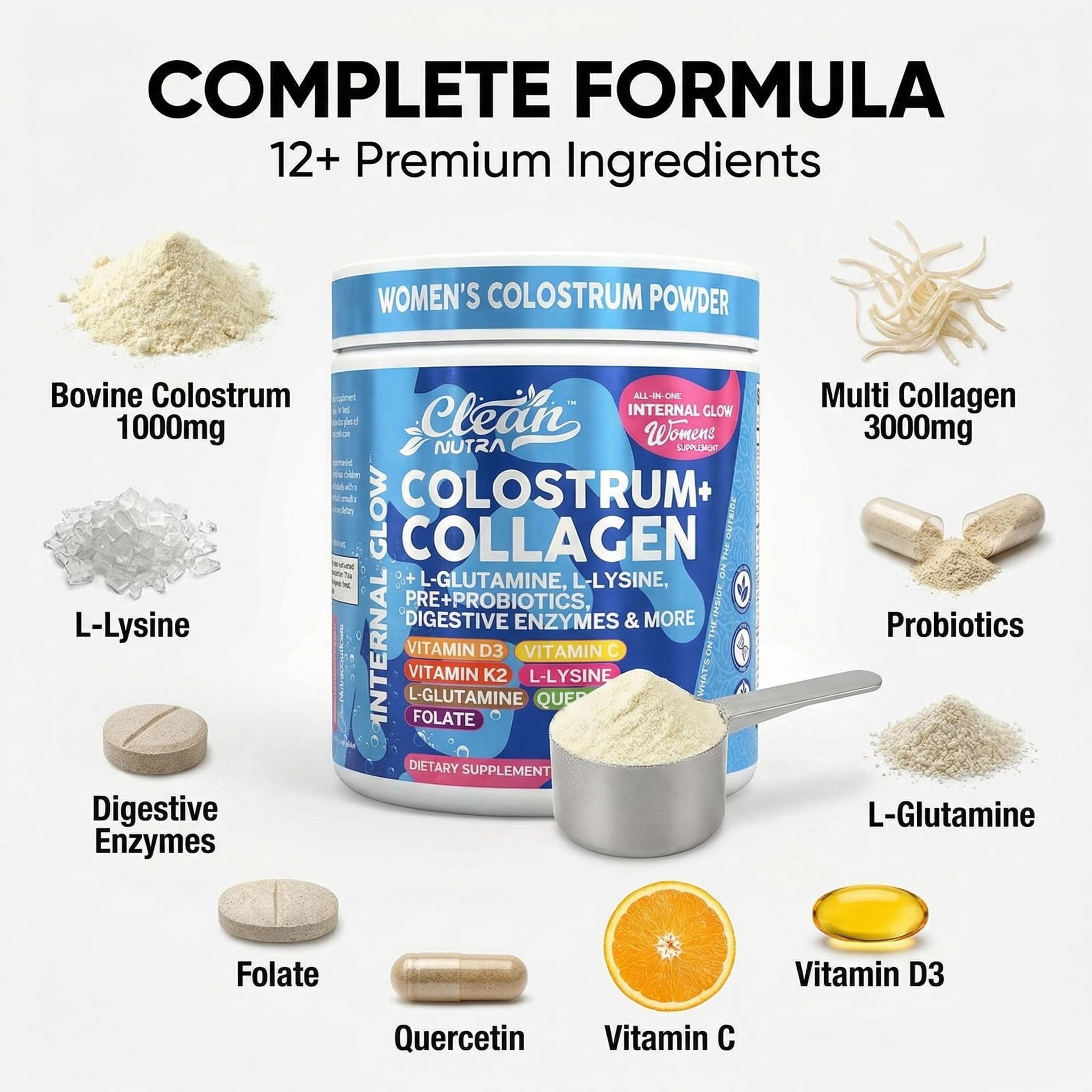 Clean Nutraceuticals etiqueta nutricional clara con ingredientes listados