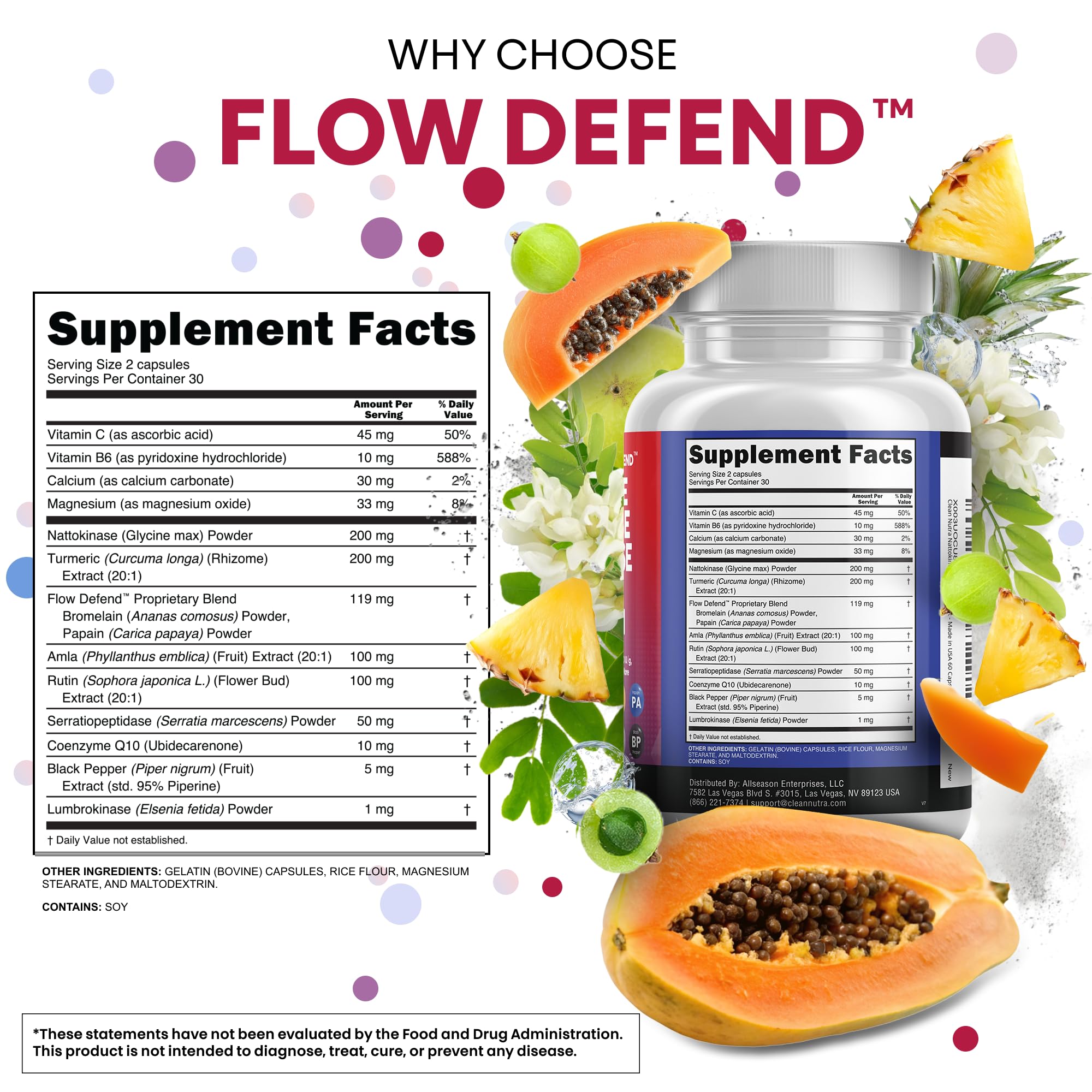 Clean Nutraceuticals ingredientes botánicos como bromelina y papaya para apoyo enzimático