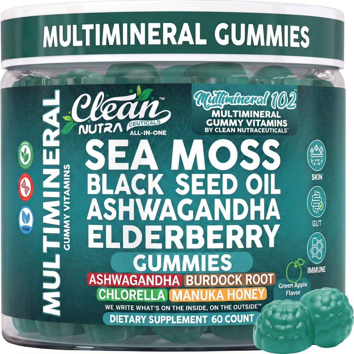 Clean Nutraceuticals frasco frontal muestra formato y cantidad beneficios claros