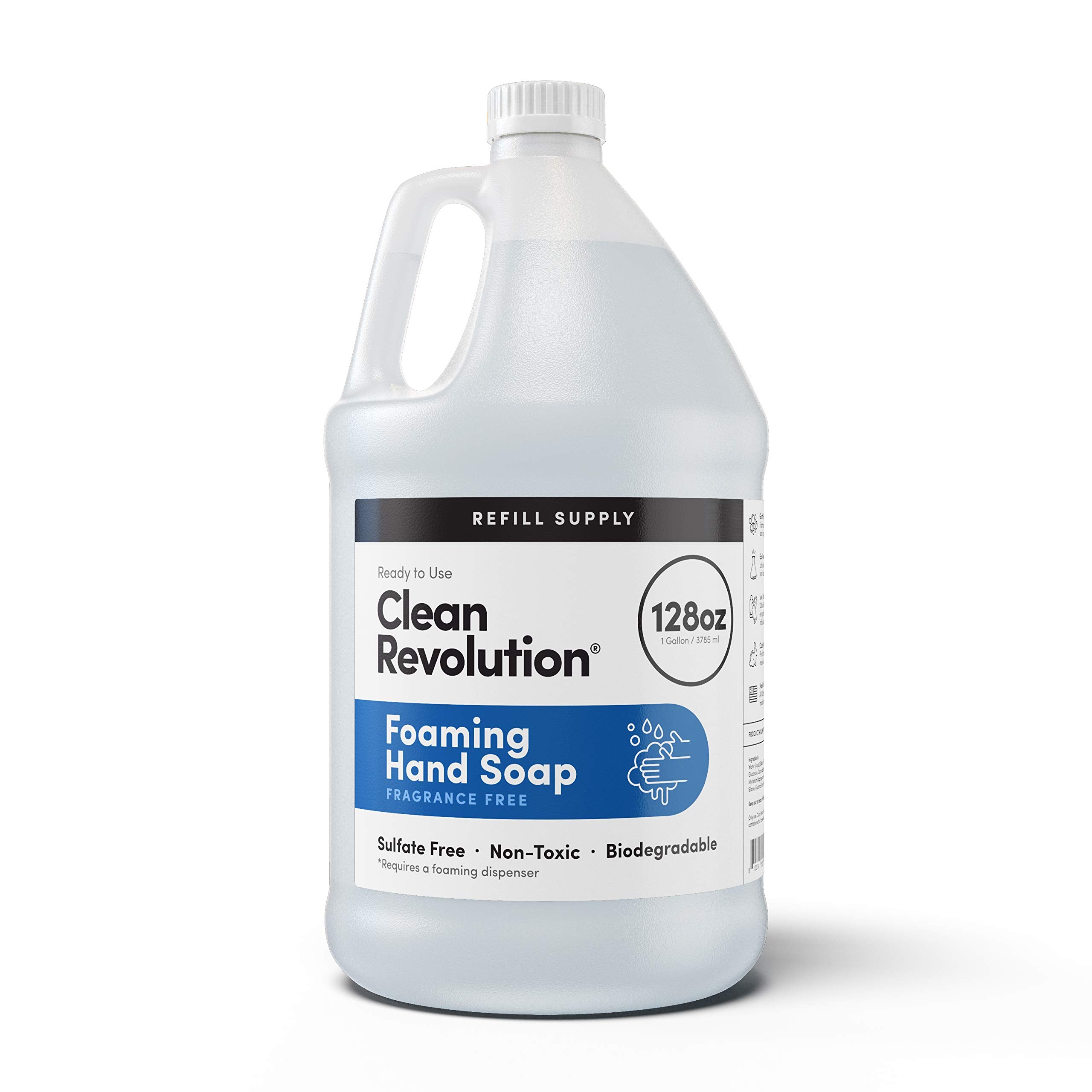 Clean Revolution front label on 128 fl oz jug showing unscented benefit