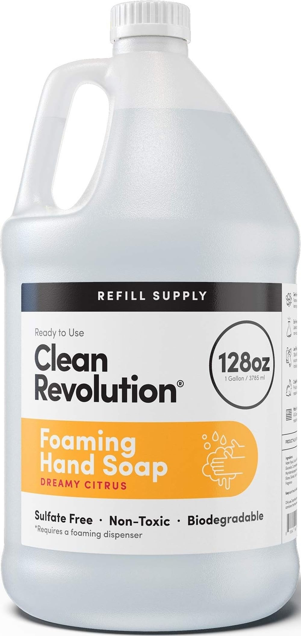 Clean Revolution envase frontal 128 oz mostrando tamaño y marca