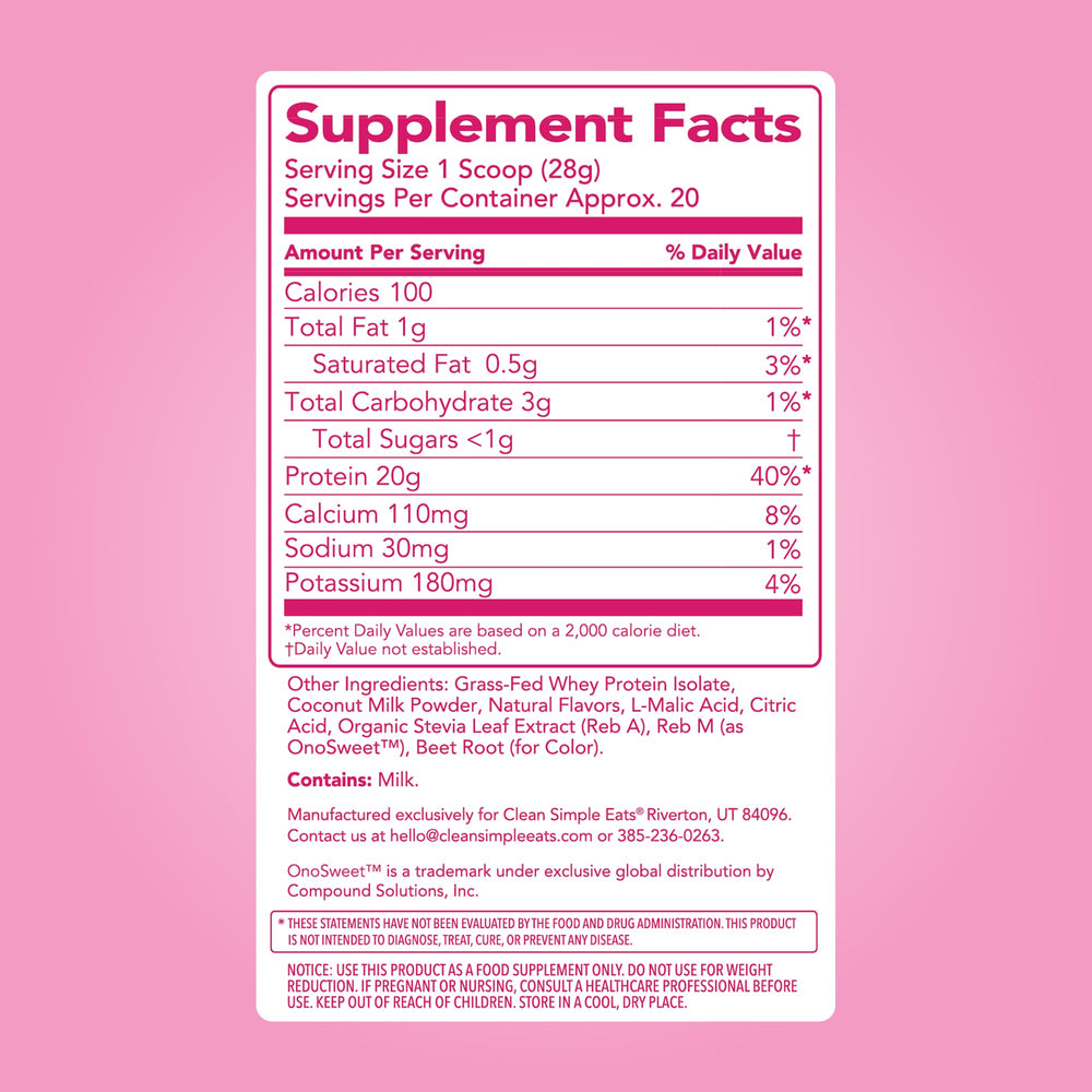 Clean Simple Eats bebida Pink Burst en vaso lista para beber, refrescante