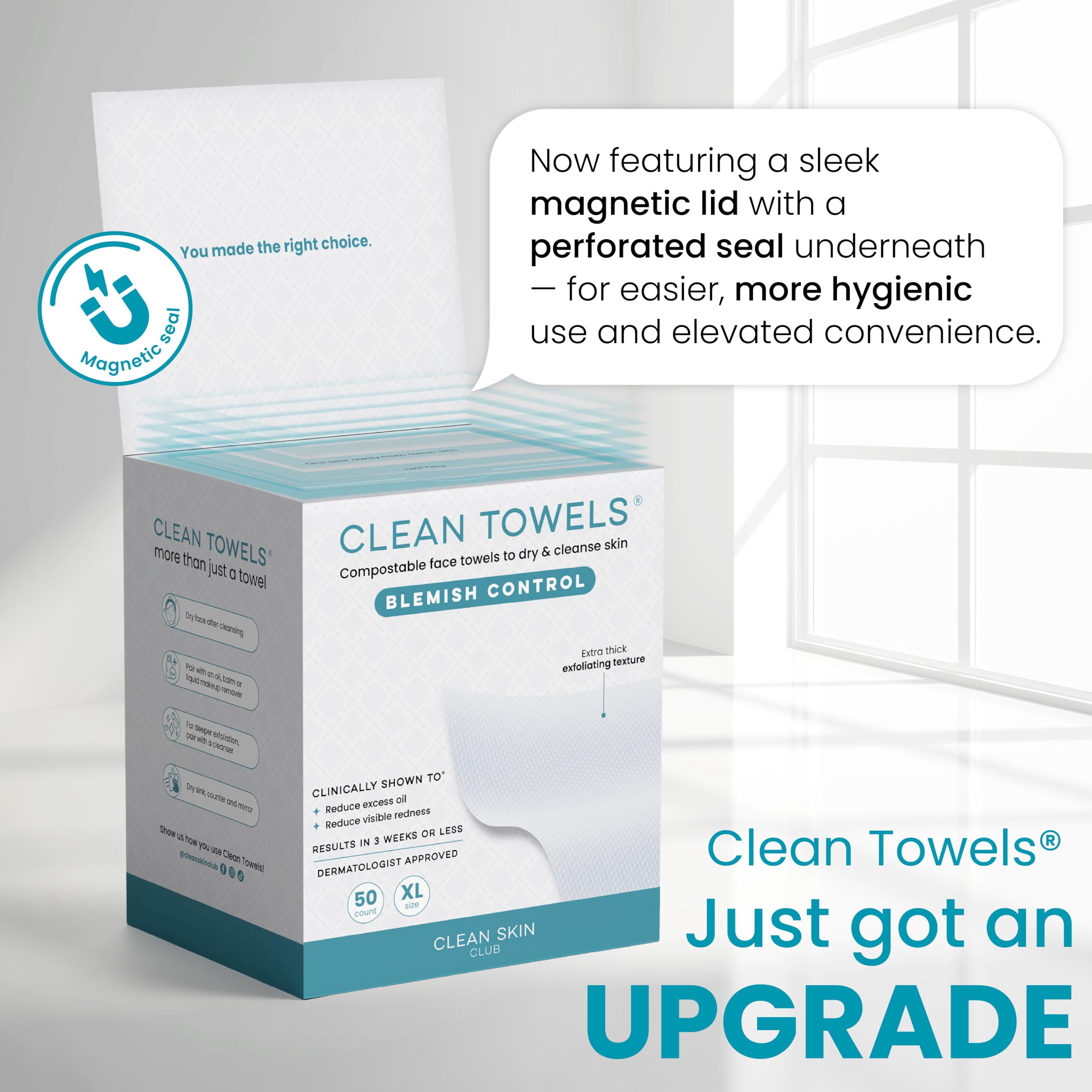 CLEAN SKIN CLUB etiqueta trasera con instrucciones y beneficios visibles