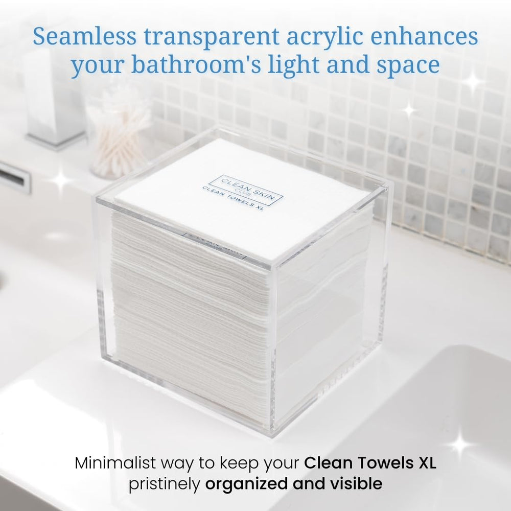 CLEAN SKIN CLUB vista superior con toallitas Clean Towels XL dentro, extracción fácil