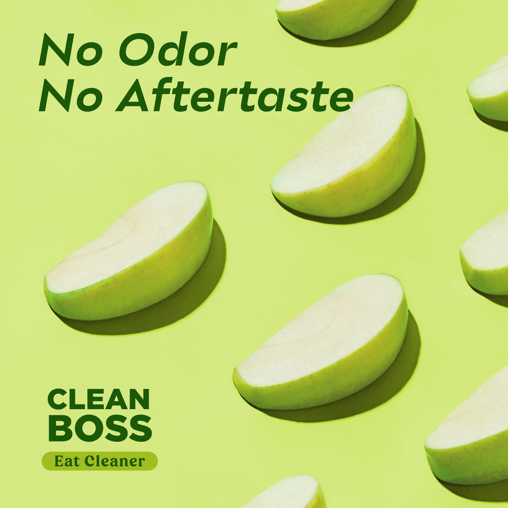 CleanBoss comparación tamaño con mano indicando capacidad 64 oz