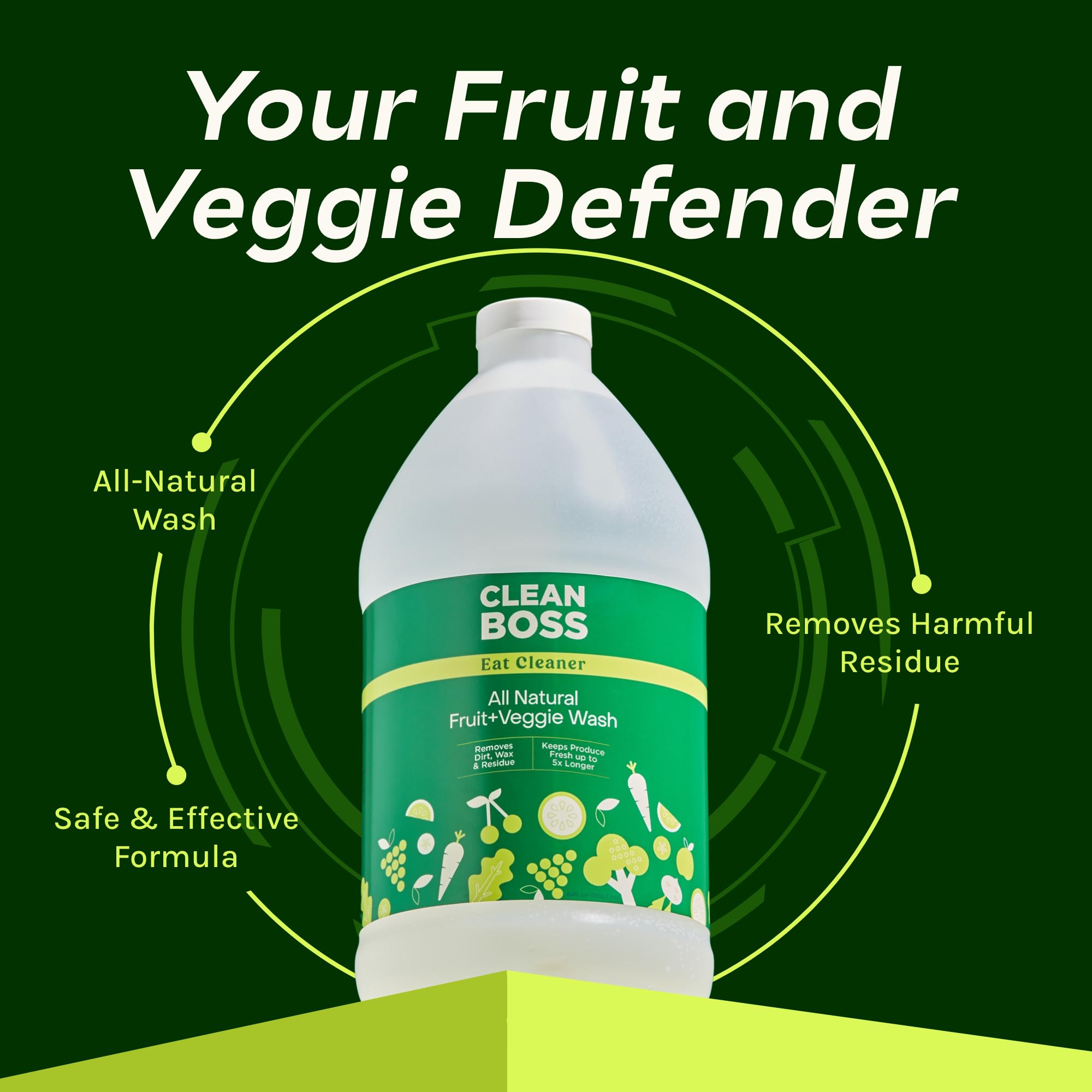 CleanBoss detalle de etiqueta con instrucciones y beneficios claros