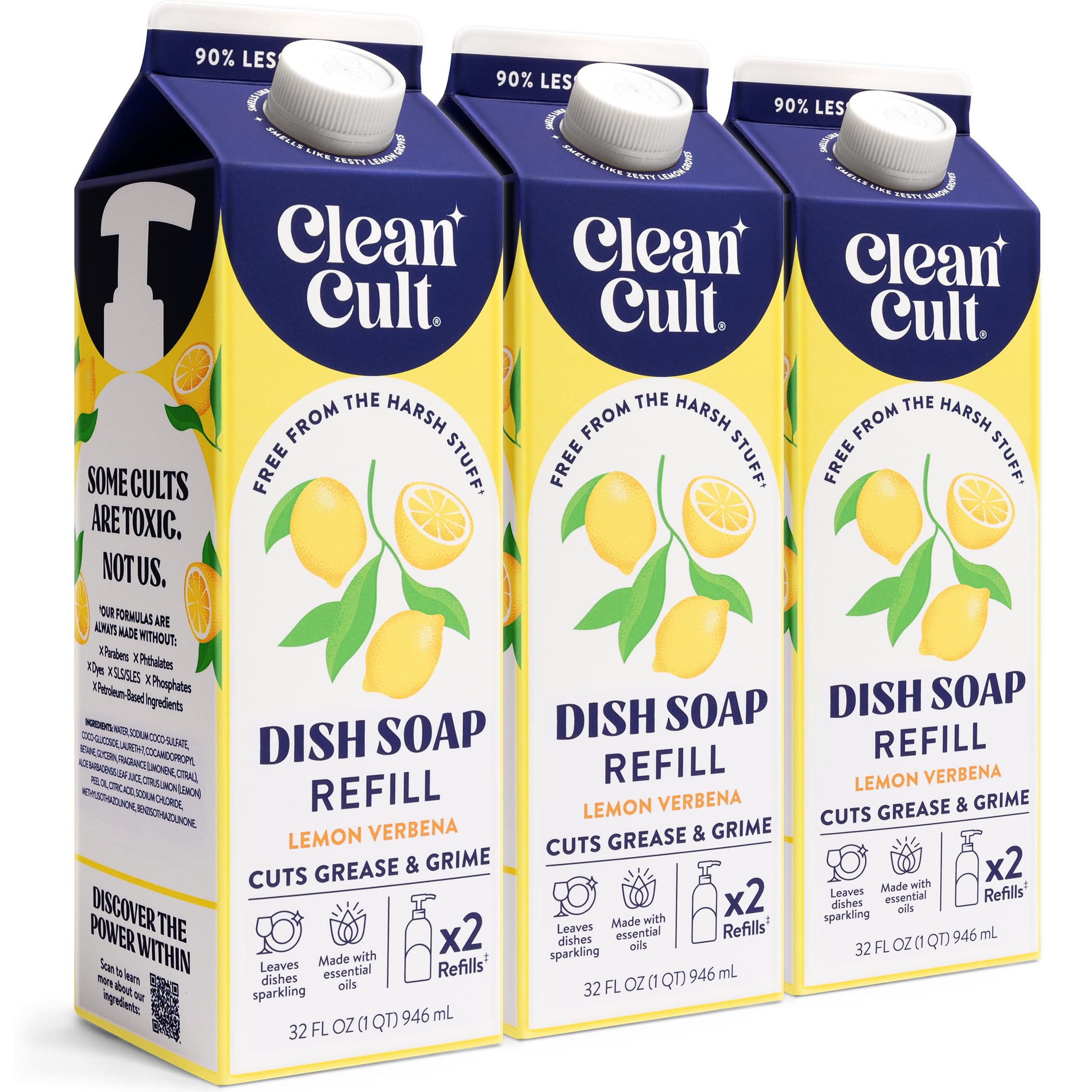 Cleancult lemon verbena refill front packaging showing sustainable design and easy pour