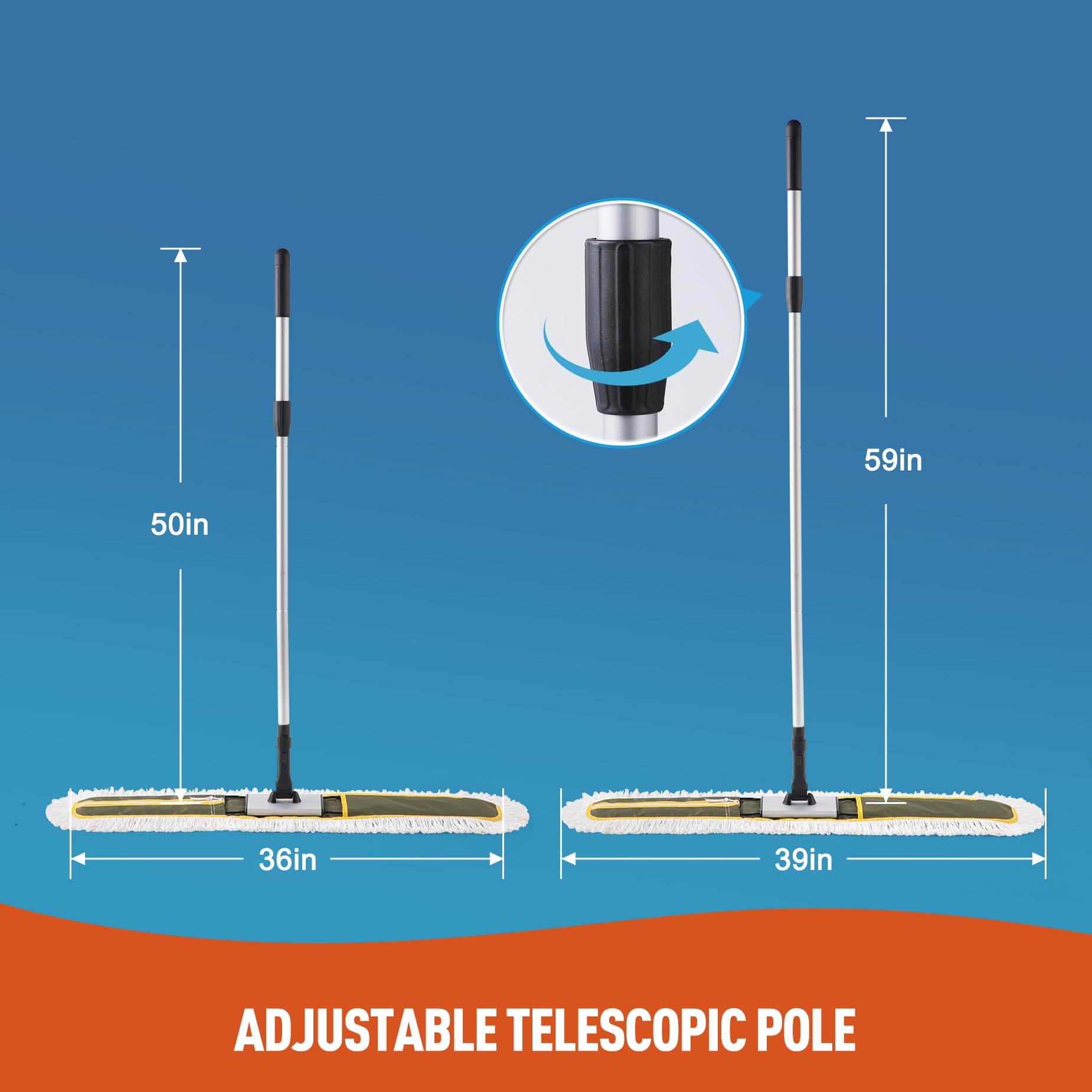 CLEANHOME mango extendible de metal resistente, ajuste telescópico anticorrosión