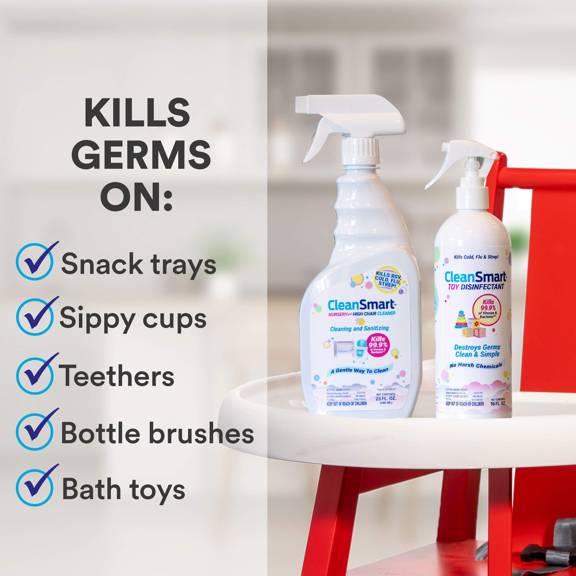 CleanSmart junto a una mano y un vaso para comparar tamaño y facilitar uso