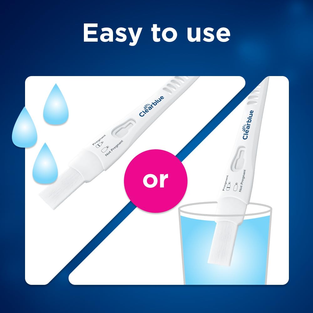 Clearblue comparación de tamaño con objeto cotidiano para escala visual