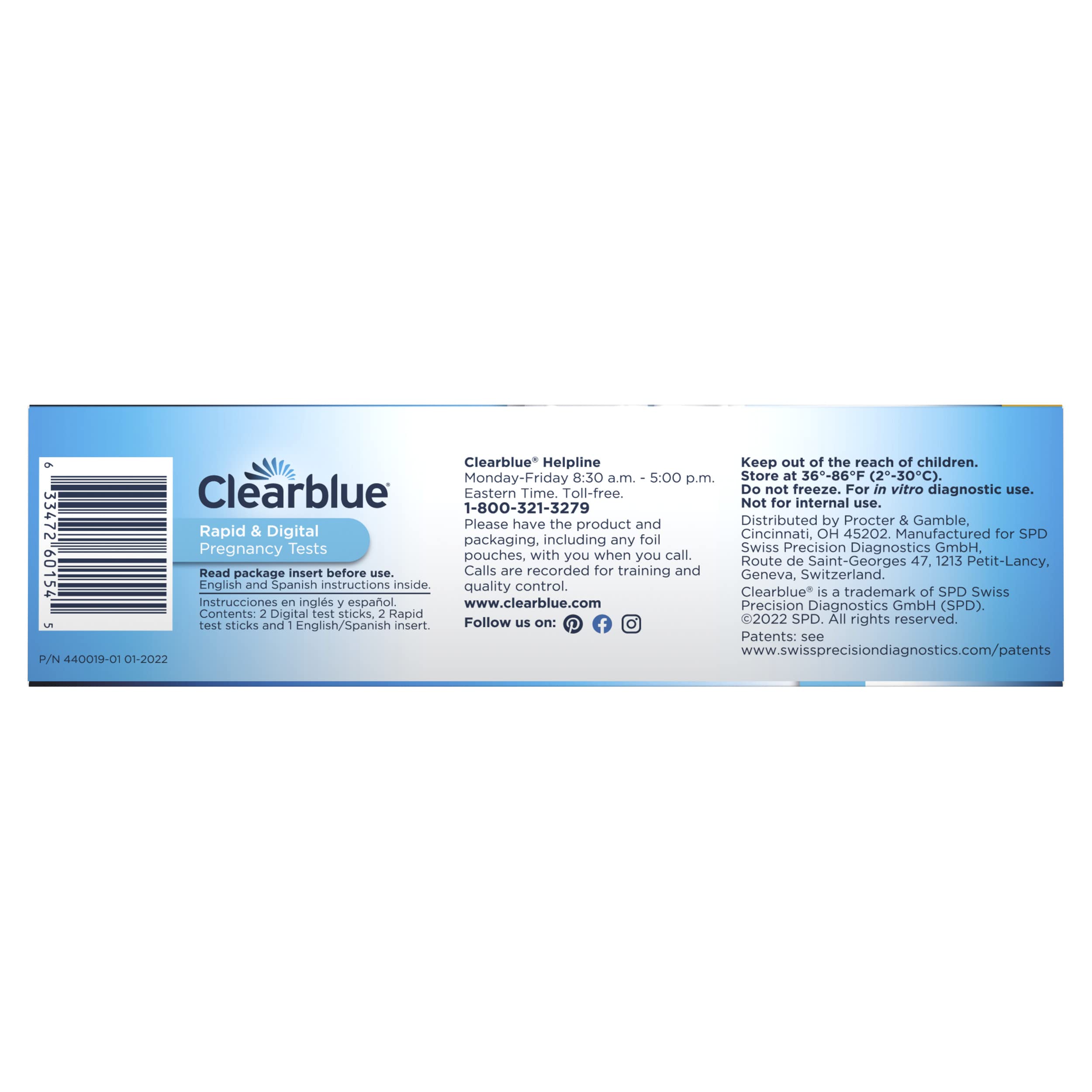 Clearblue detalle del folleto de instrucciones fácil de seguir y seguridad