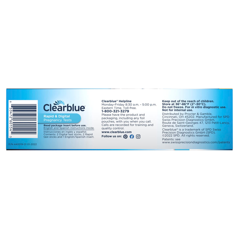 Clearblue detalle del folleto de instrucciones fácil de seguir y seguridad