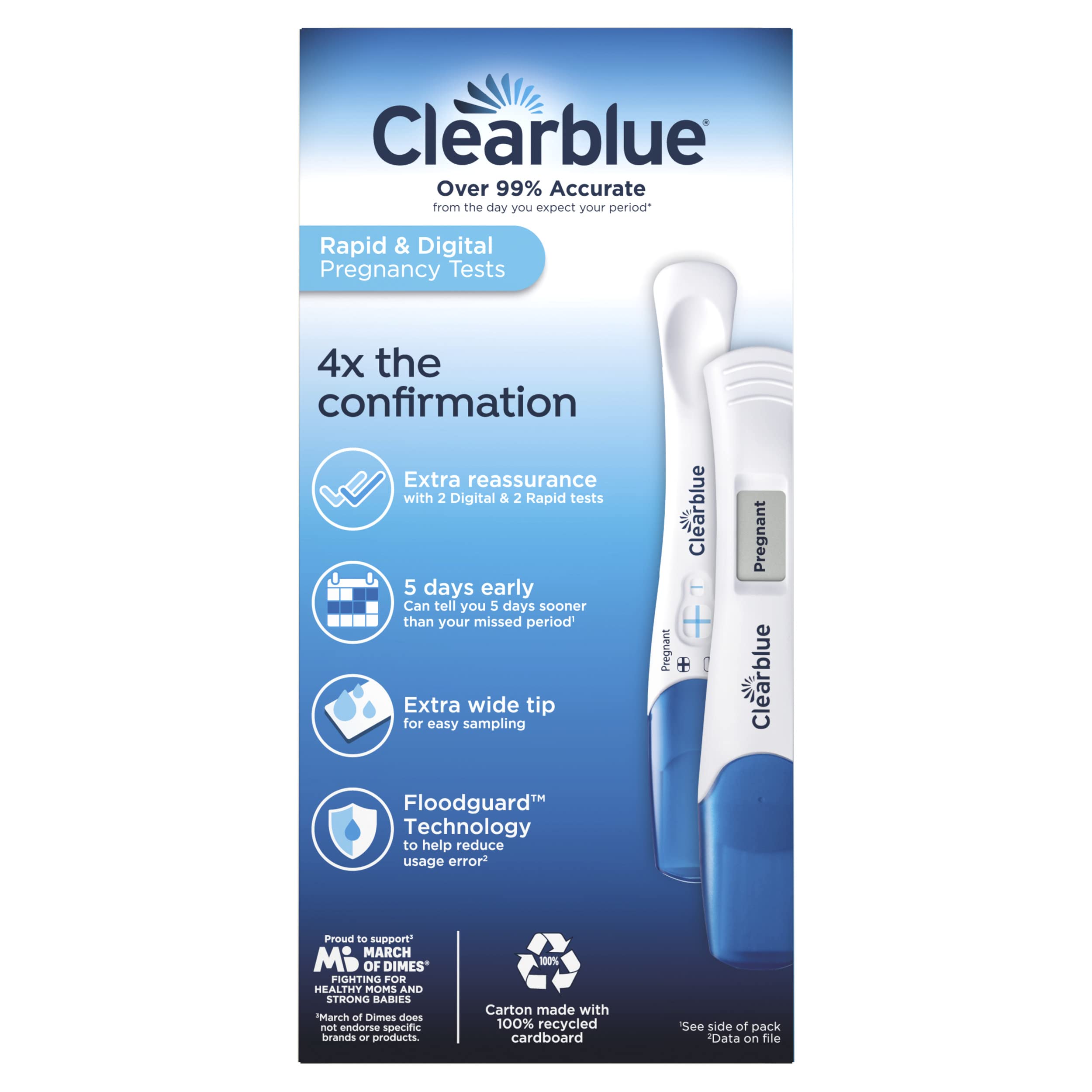 Clearblue prueba digital con pantalla y cuenta regresiva para lectura clara