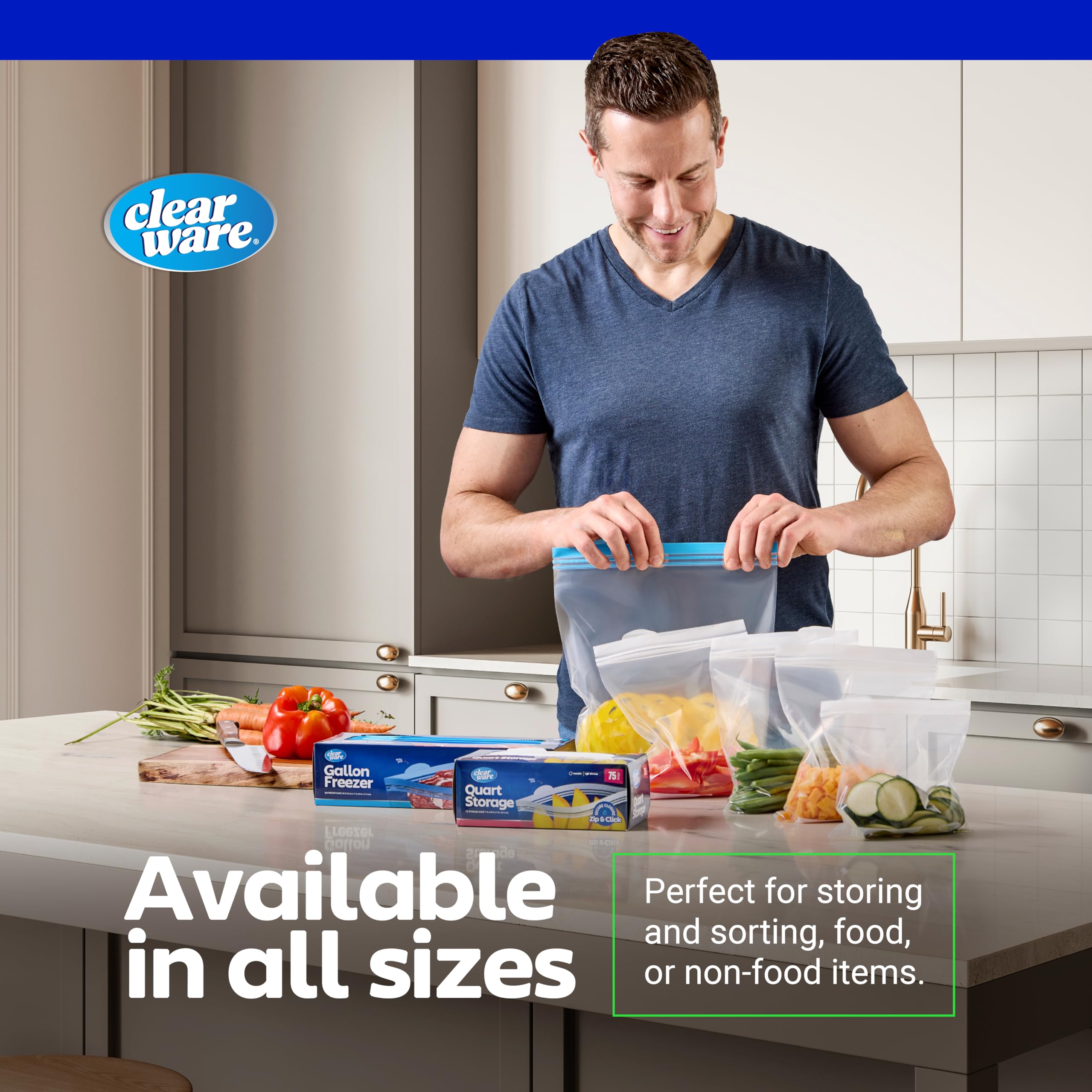 CLEARWARE bolsas en despensa organizadas ahorrando espacio y tiempo