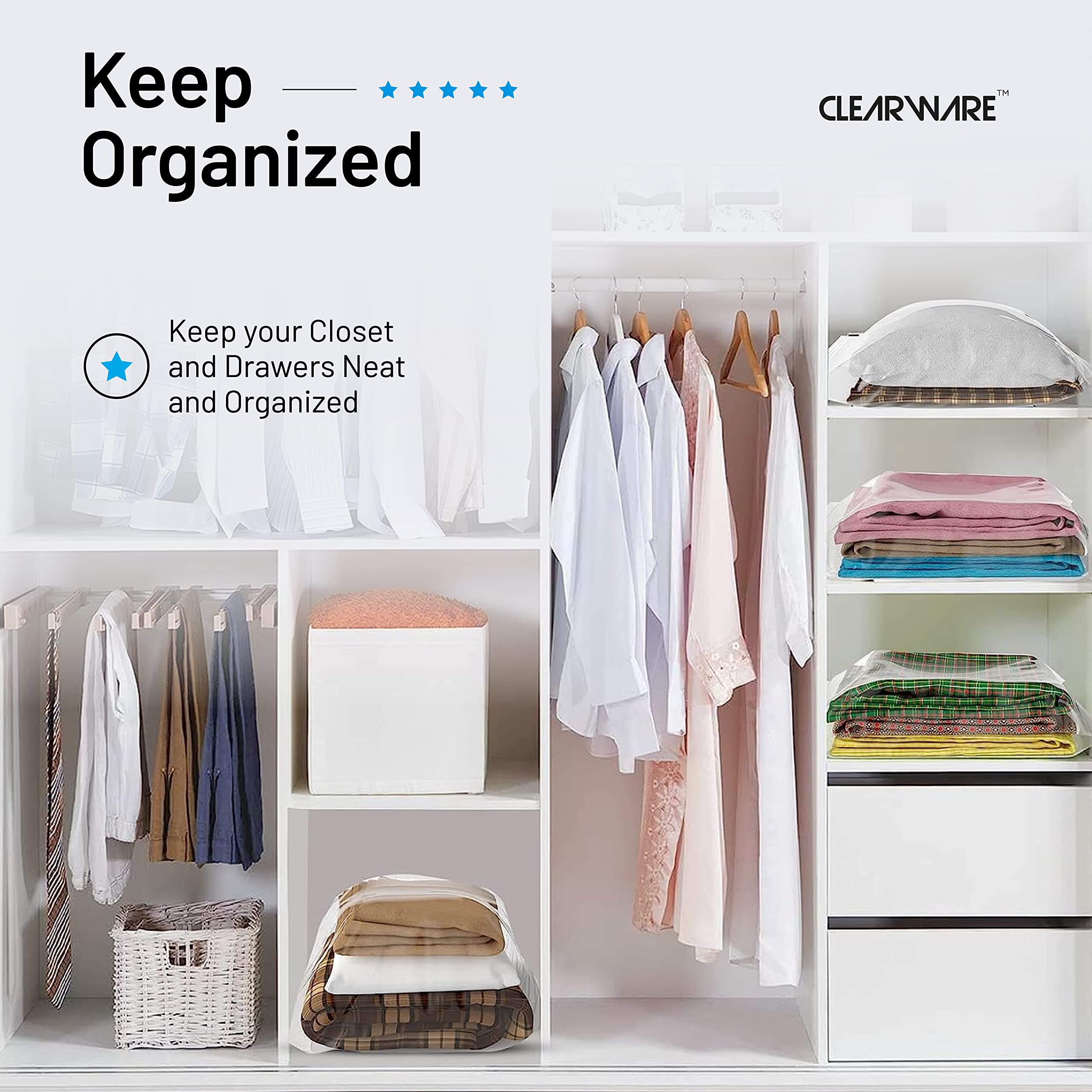 CLEARWARE bolsa en congelador protegiendo alimentos y evitando humedad