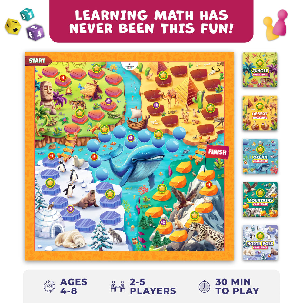 Clever Fox Play cartas y fichas en primer plano para práctica numérica