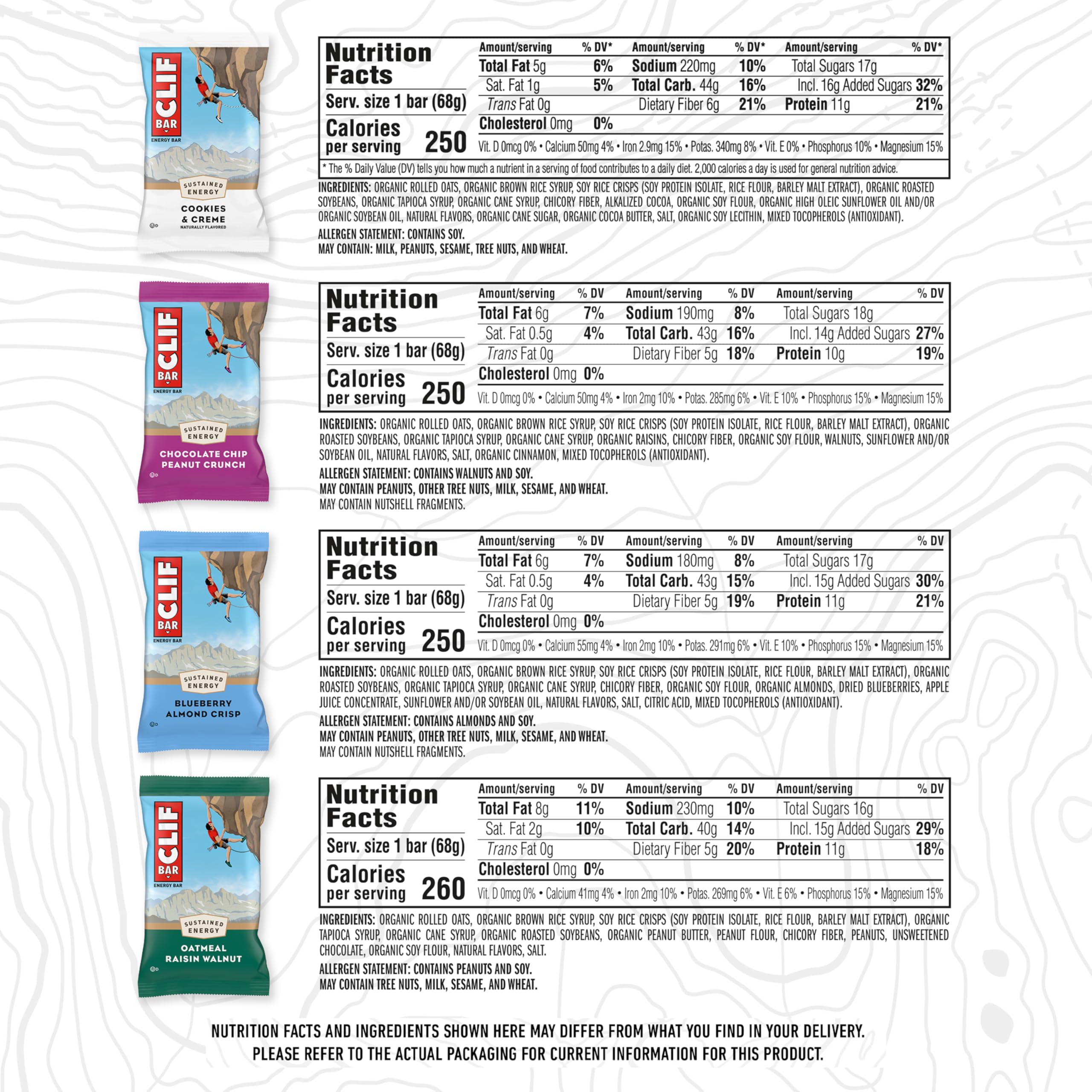 CLIF Bar caja abierta mostrando las barras individuales para transporte fácil
