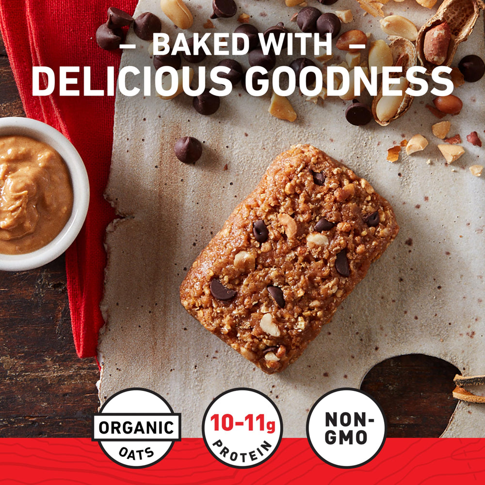 CLIF Bar Chocolate Chip Peanut Crunch primer plano mostrando trozos crujientes