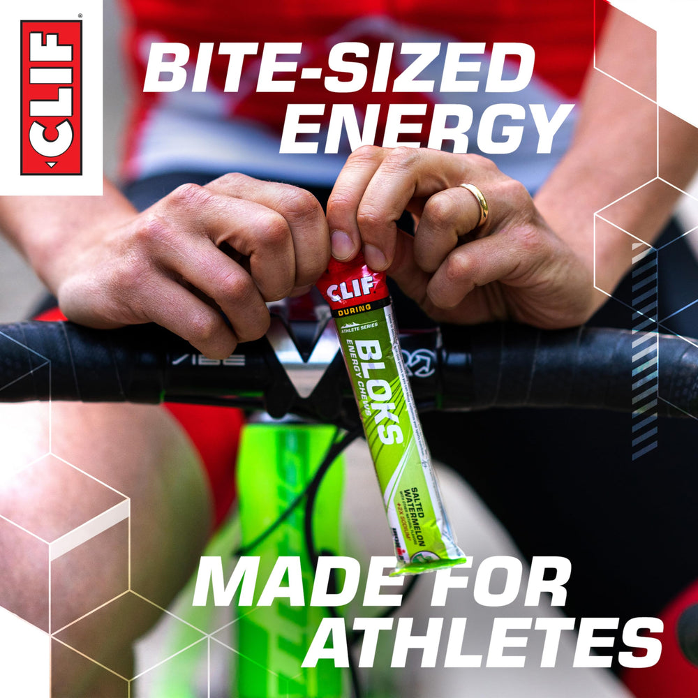 Clif Bloks primer plano de cubos para apreciar textura suave y masticable