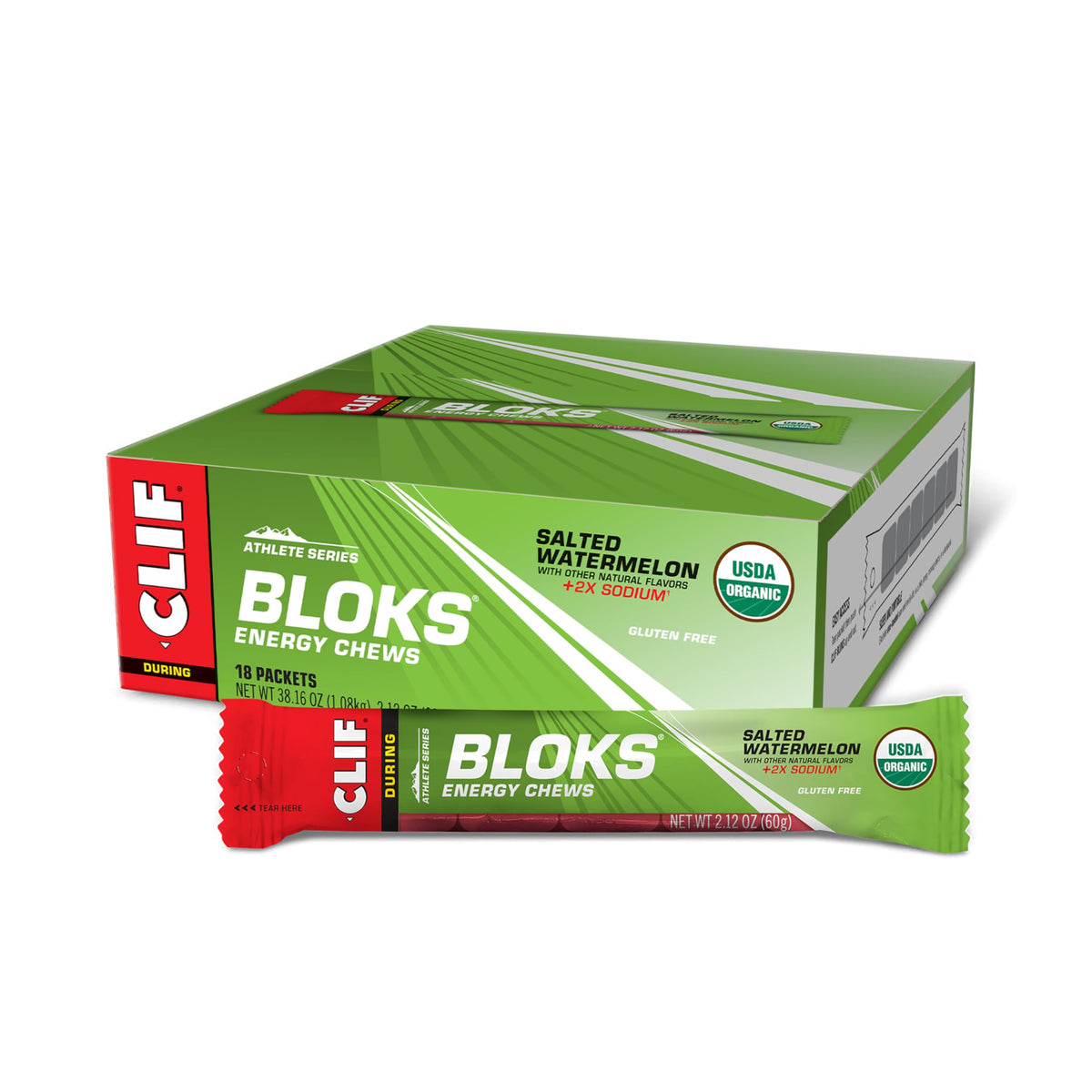 CLIF Bar paquete Salted Watermelon al frente mostrando diseño y portabilidad