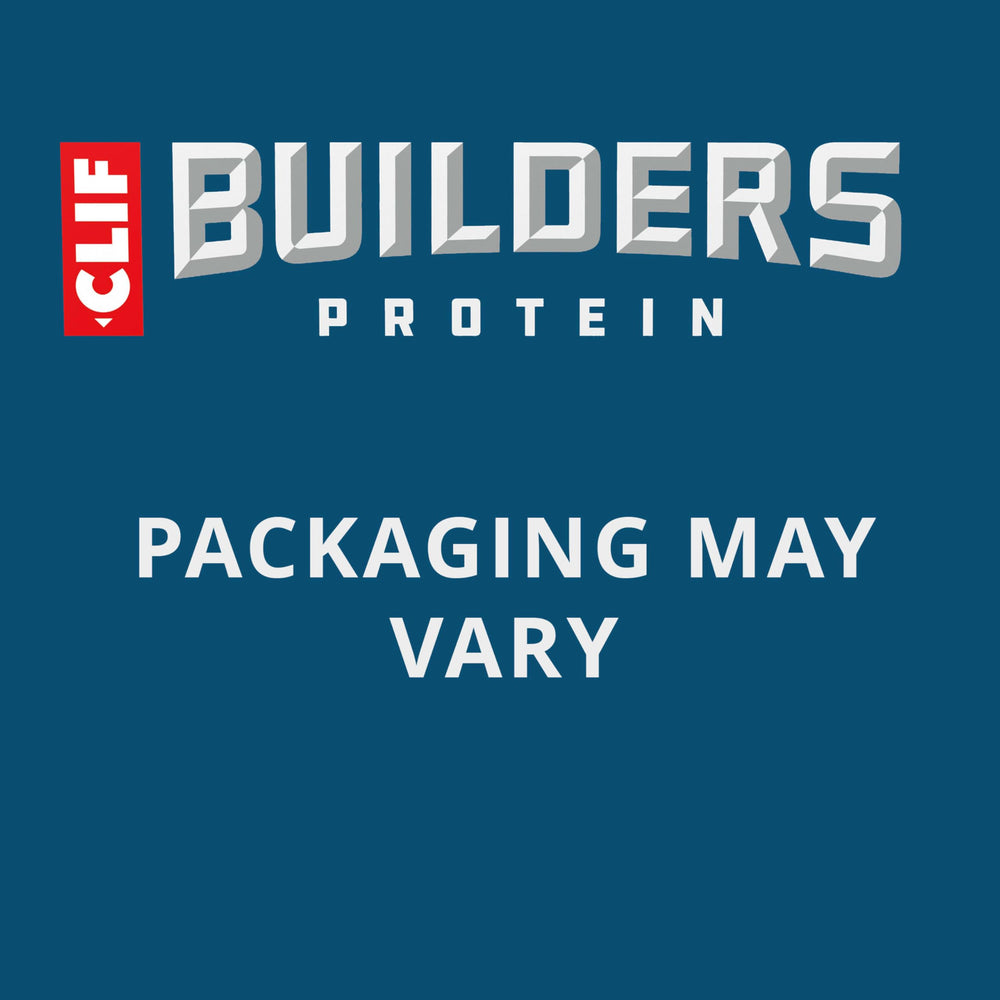 CLIF BUILDERS primer plano de textura interior crujiente, revela proteína vegetal y apetito