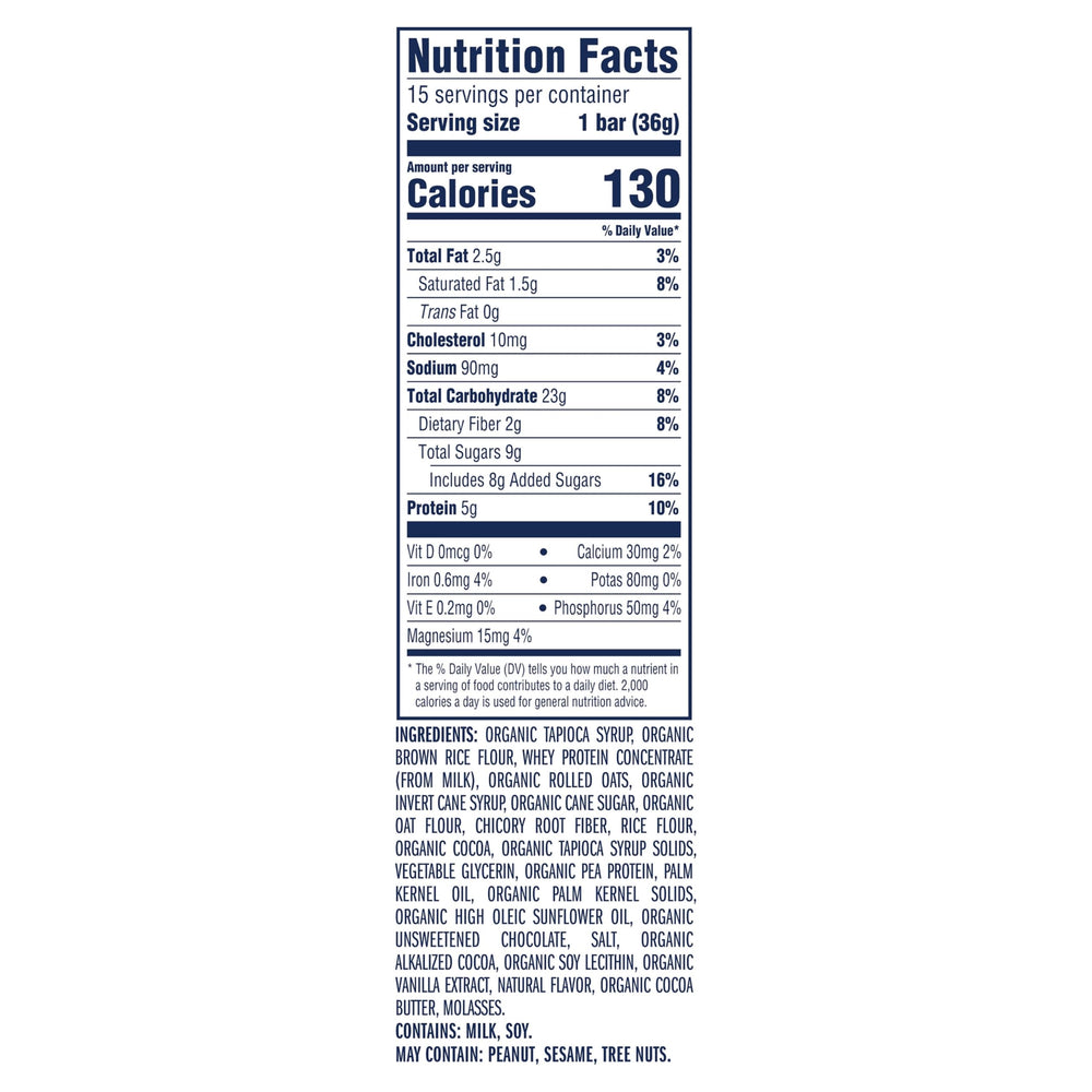 Clif Kid ZBar etiqueta de ingredientes destacando sin GMO y sin jarabe