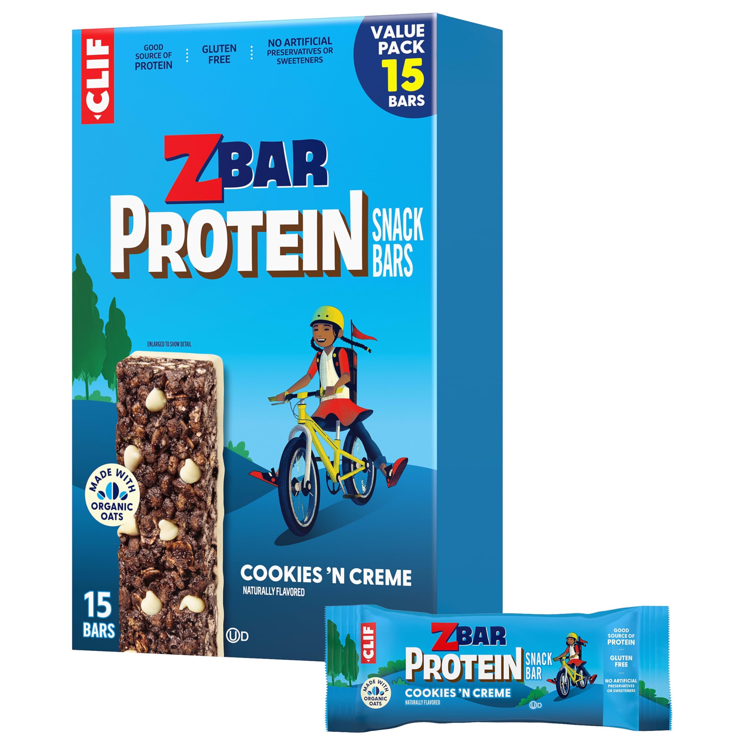 Clif Kid ZBar paquete frontal mostrando variedad y conveniencia