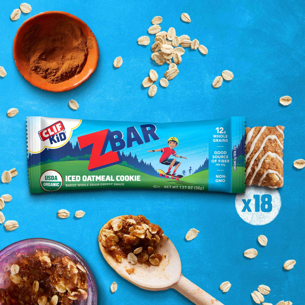 Clif Kid ZBar primer plano de la avena integral destacando granos