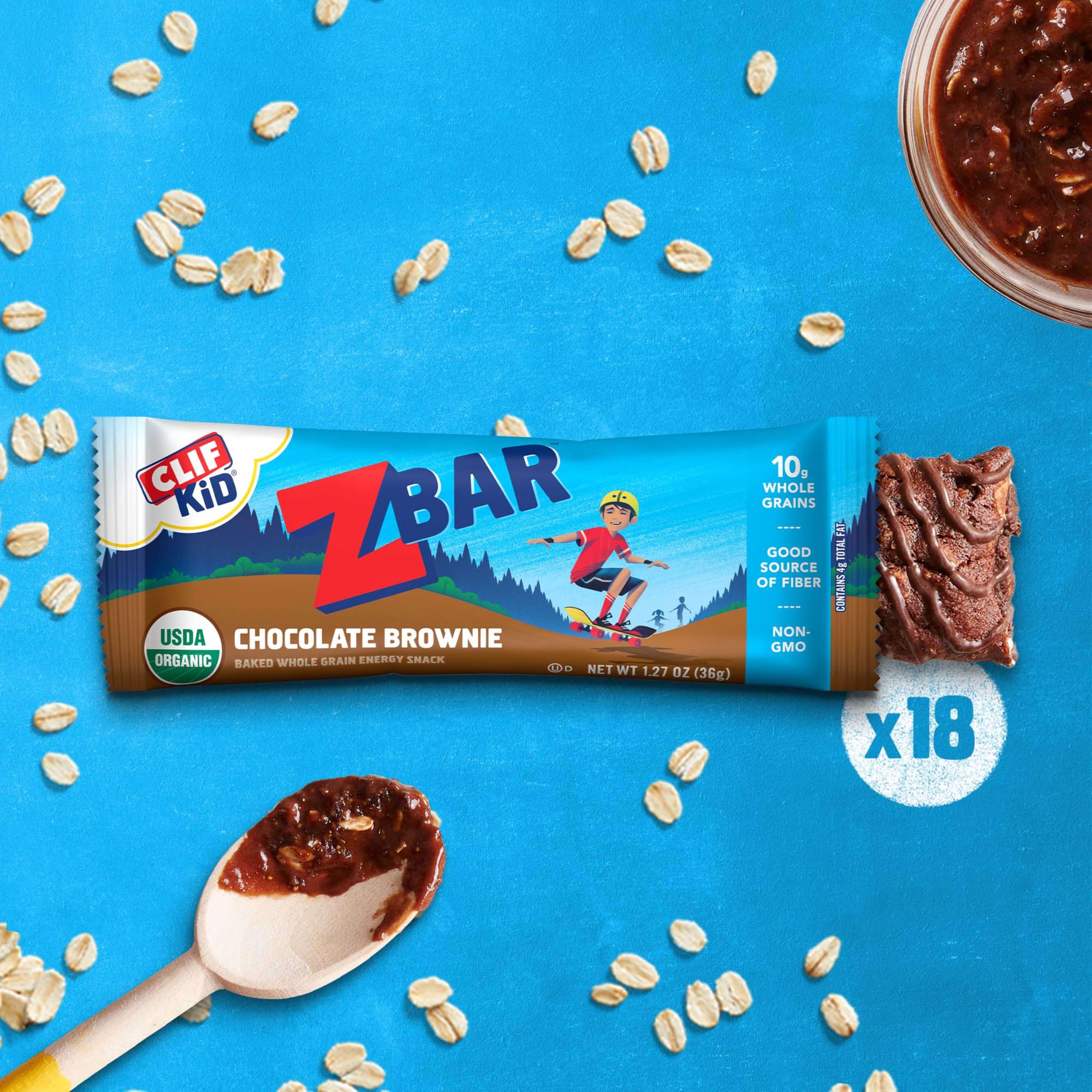 Clif Kid ZBar textura cercana de la barra que destaca su masticabilidad y sabor