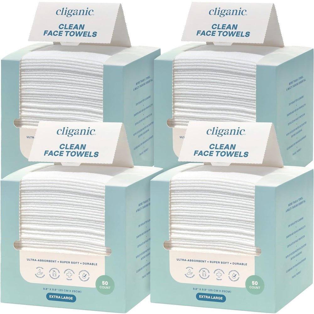 Cliganic caja frontal mostrando el pack de 200 toallas y beneficios principales